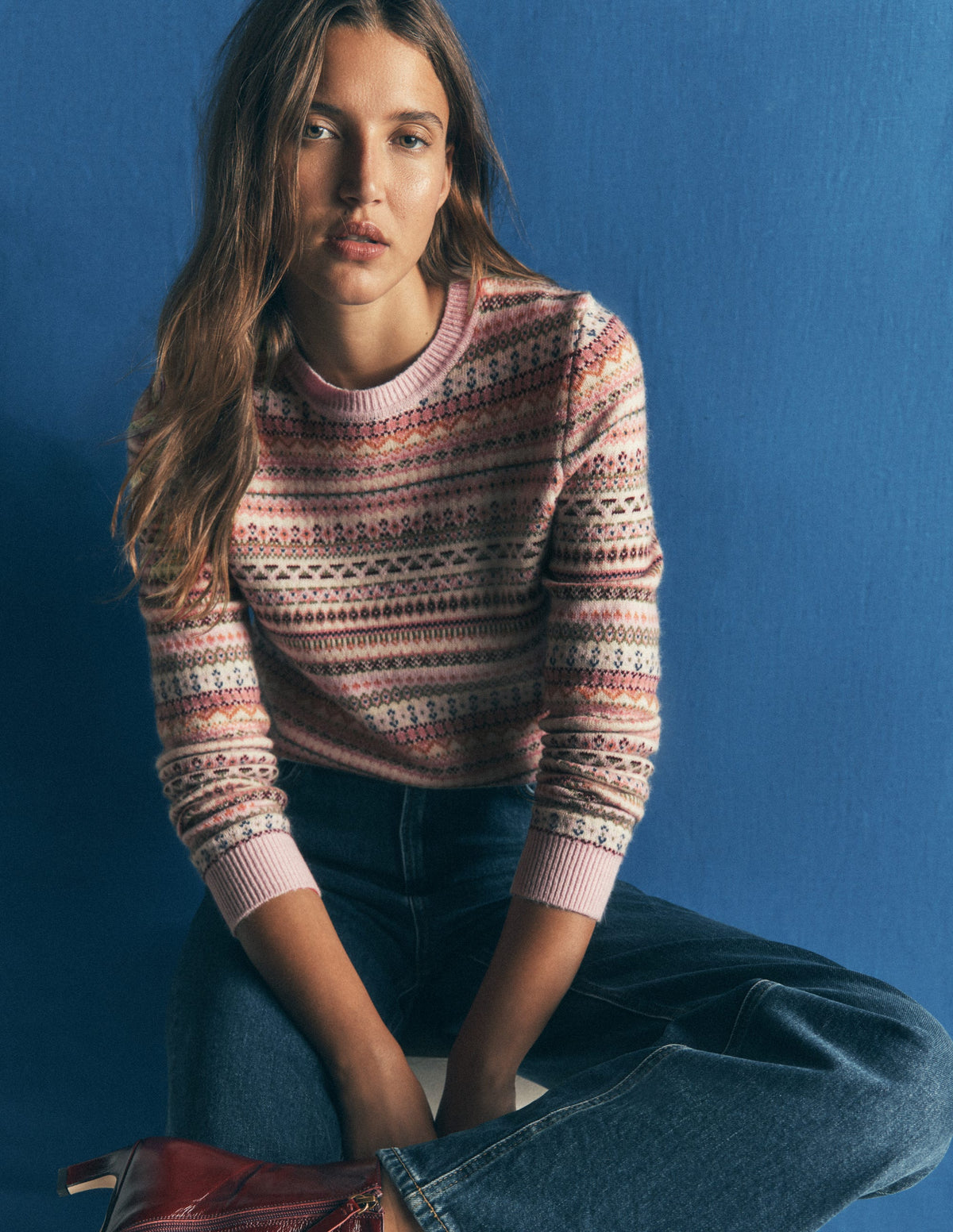 Edie Fair Isle Jumper-Pink all over fair isle-1