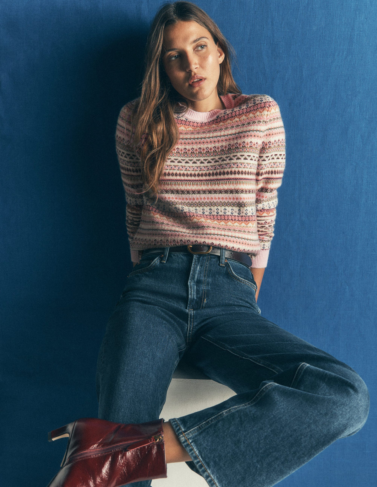 Edie Fair Isle Jumper-Pink all over fair isle-4
