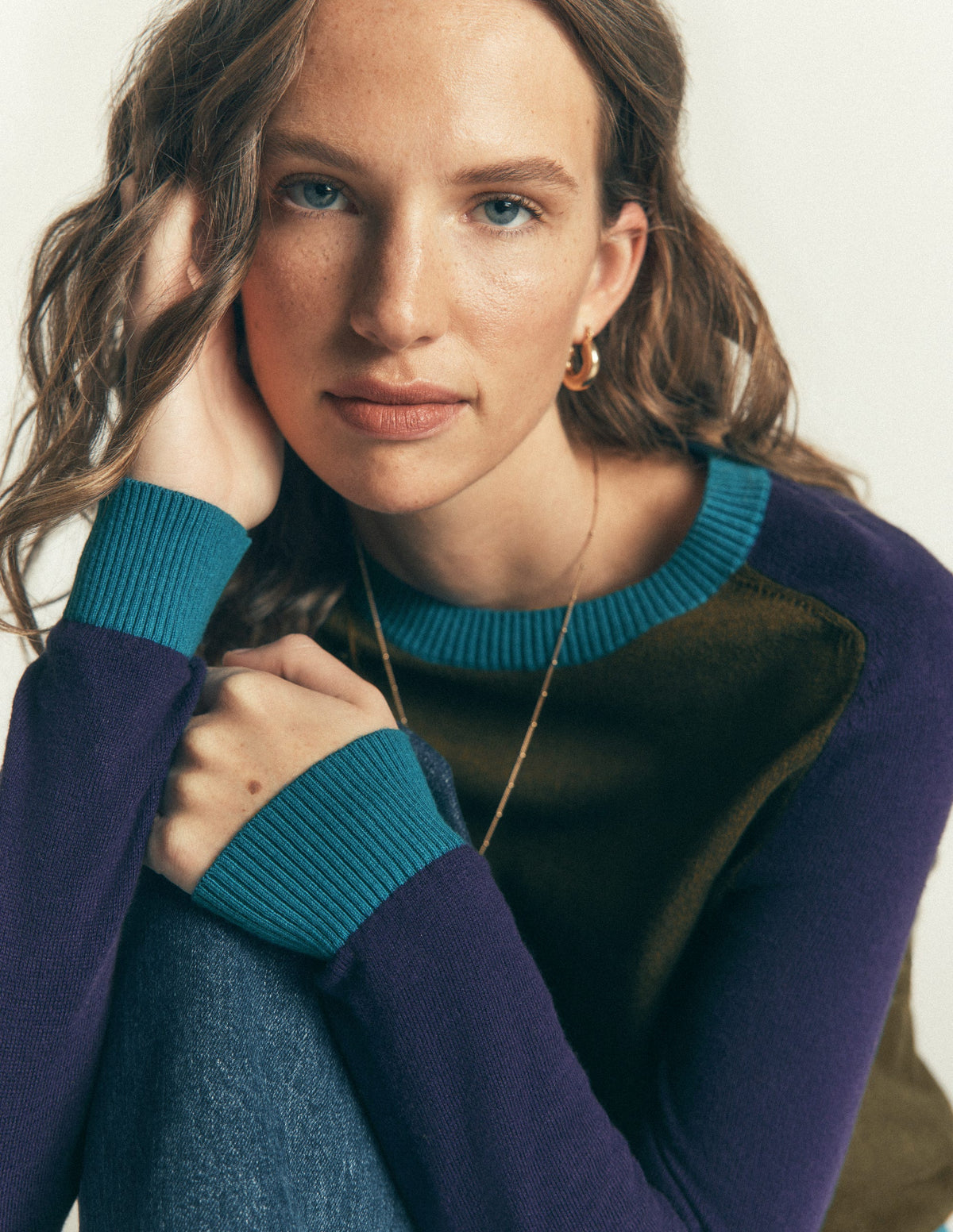 Meg Raglan Sleeve Jumper-Forest Glade, Colour Block-2