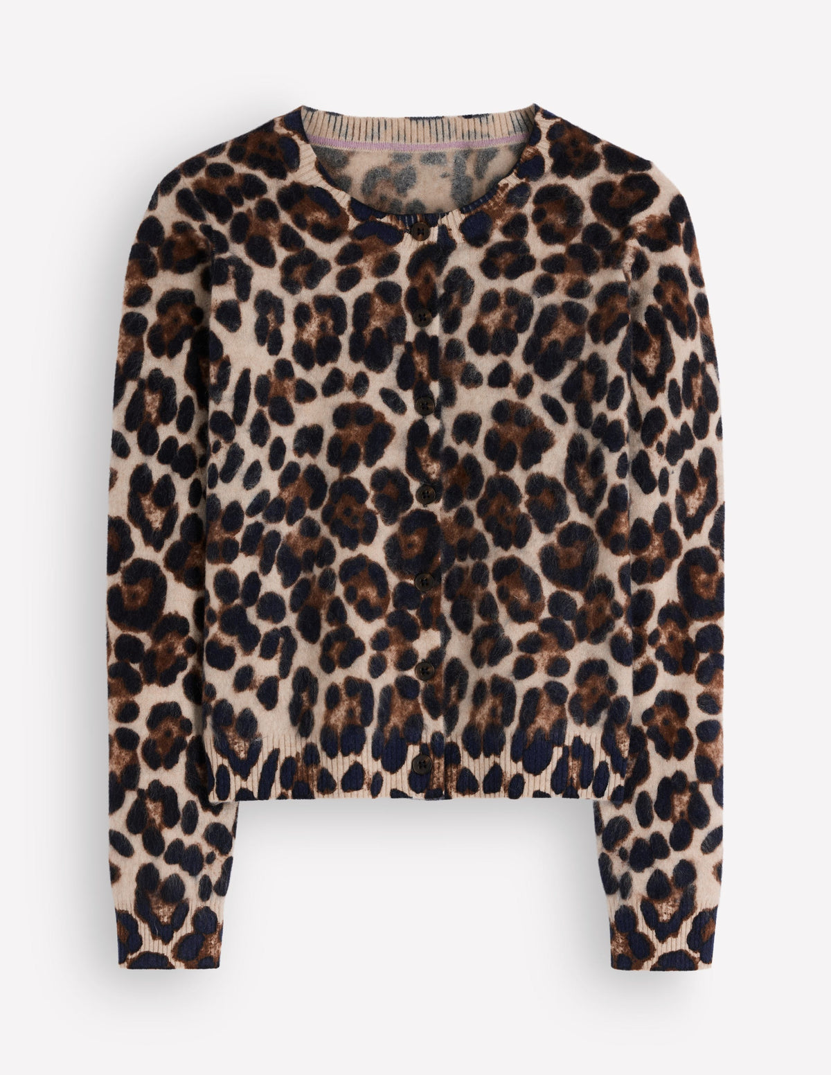Kat Brushed Cashmere Cardigan-Camel, Leopard - Image 5