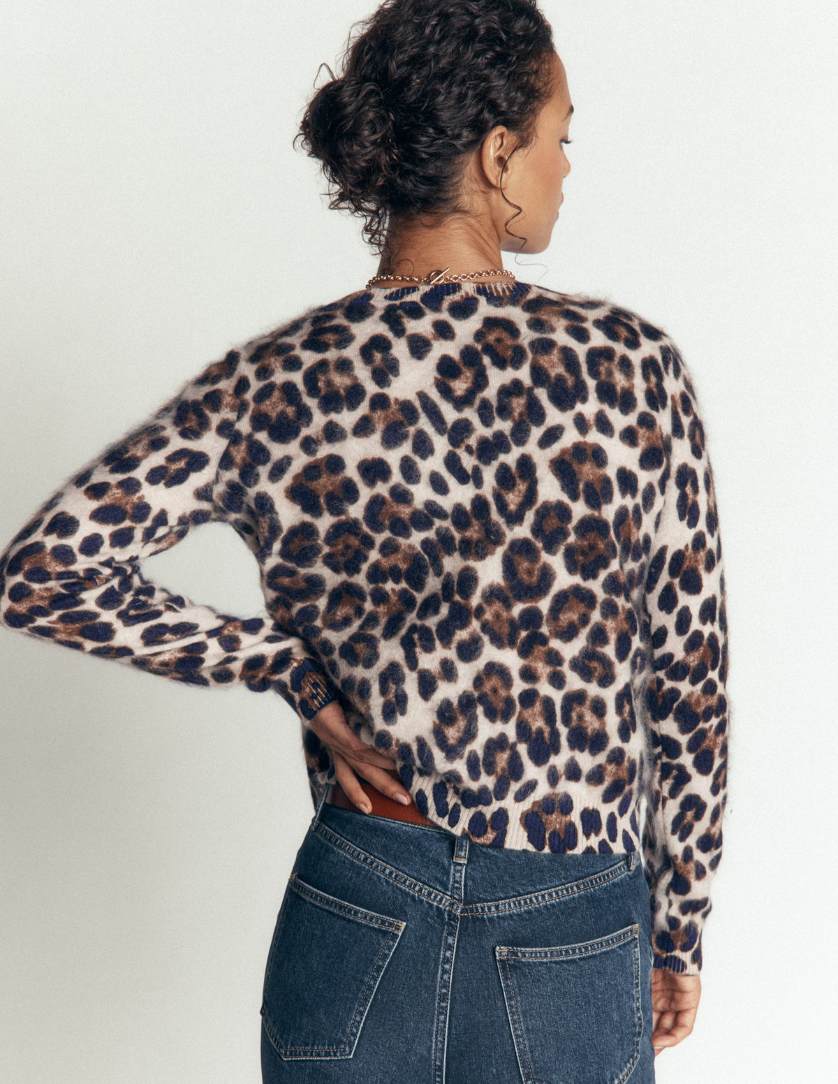 Kat Brushed Cashmere Cardigan-Camel, Leopard-3
