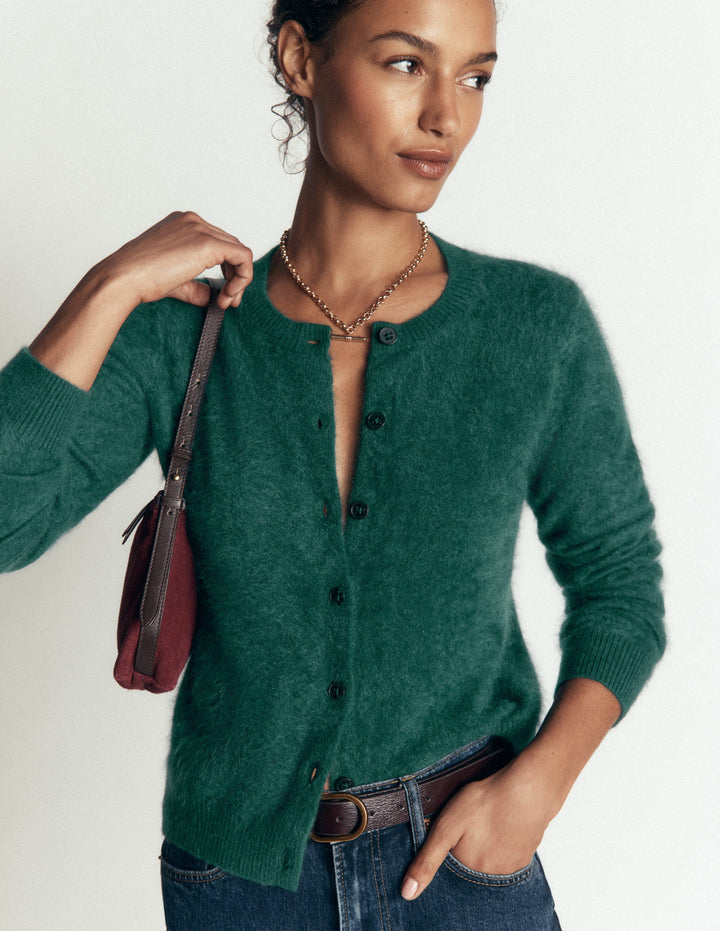 Kat Brushed Cashmere Cardigan-Midnight Teal