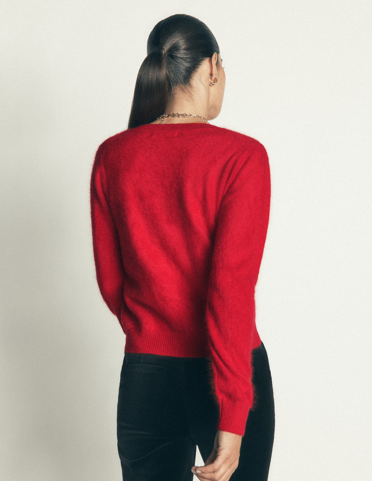 Kat Brushed Cashmere Cardigan-Poppy Red-4