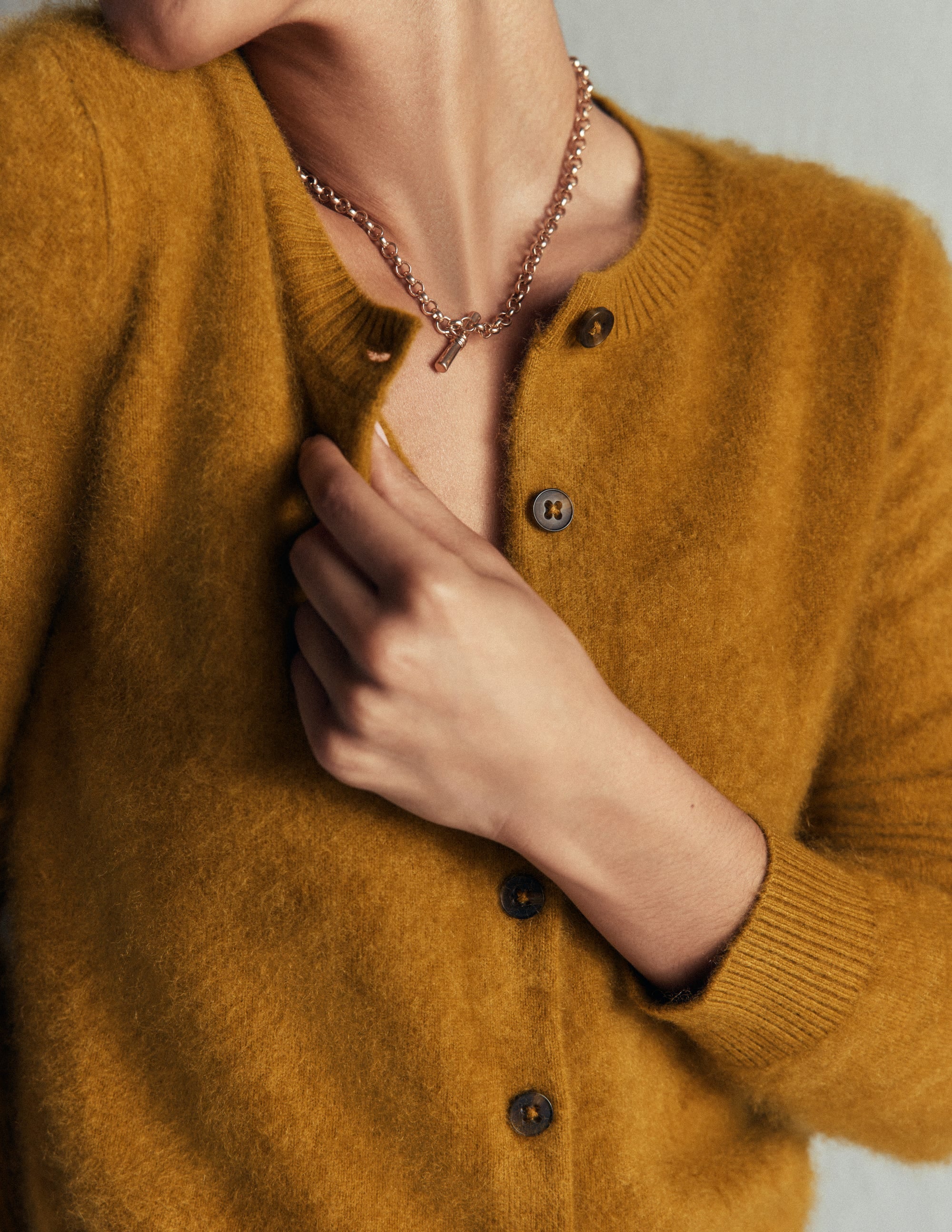 Kat Brushed Cashmere Cardigan-Toffee Brown - Image 2
