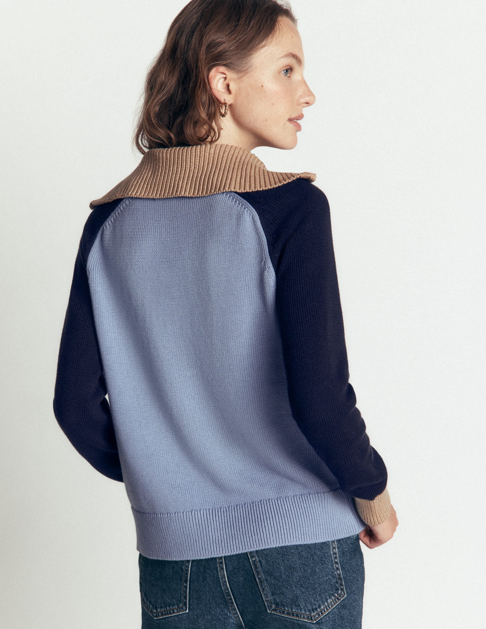 Lucy Half Zip Jumper-Blue Colour Block - Image 3