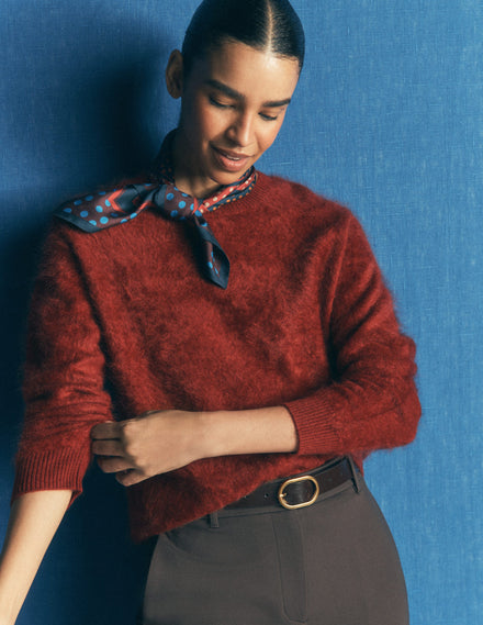 Kat Brushed Cashmere Jumper-Burnt Orange