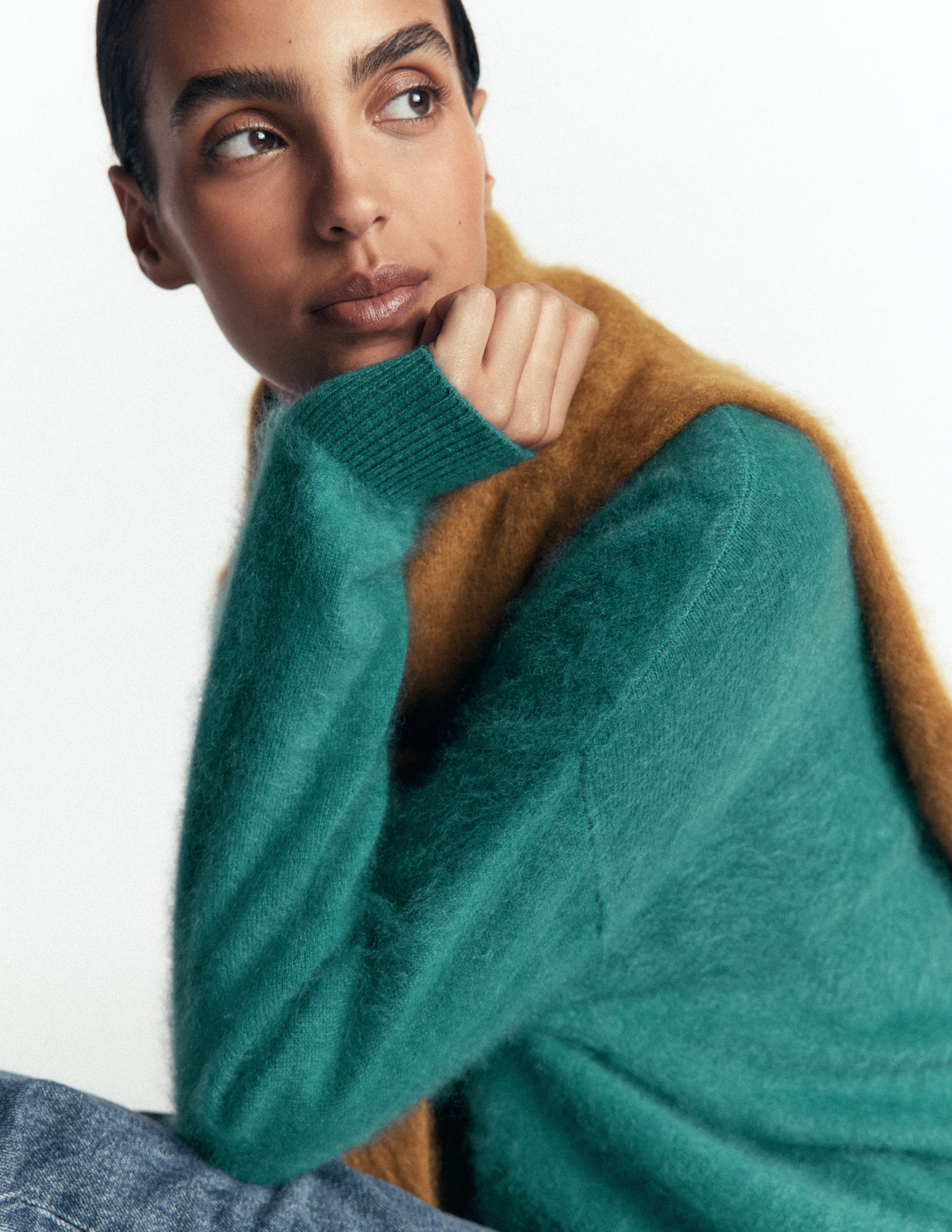 Kat Brushed Cashmere Jumper-Deep Sea Depths - Image 2
