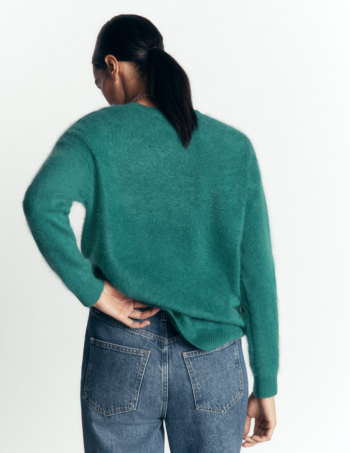 Kat Brushed Cashmere Jumper-Deep Sea Depths - Image 3