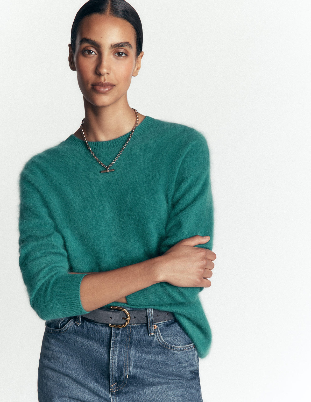 Kat Brushed Cashmere Jumper-Deep Sea Depths-4