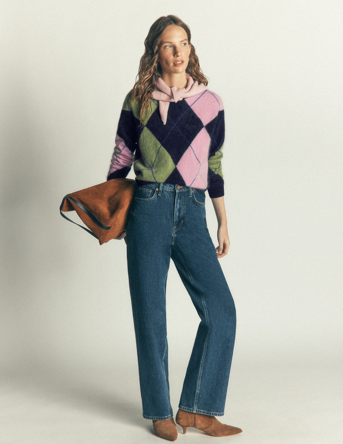 Kat Brushed Cashmere Jumper-Navy, Pink, Green Argyle-6