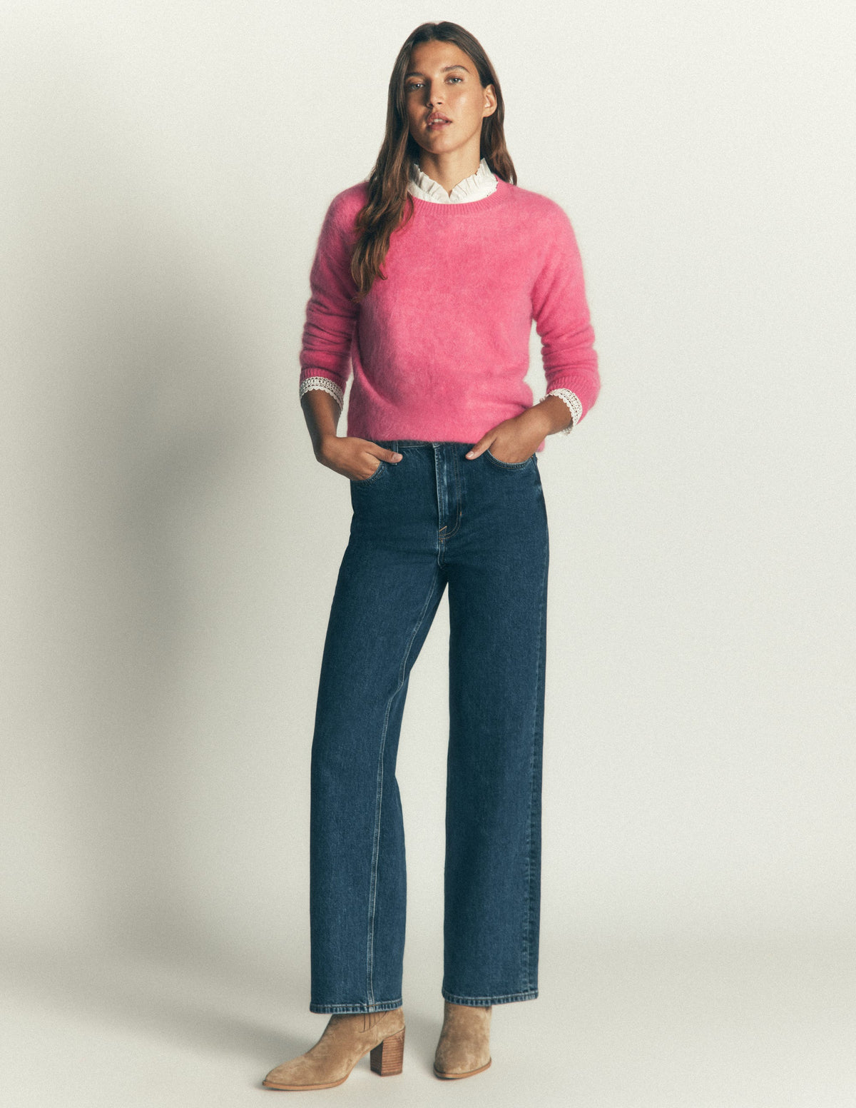Kat Brushed Cashmere Jumper-Rose Pink-1