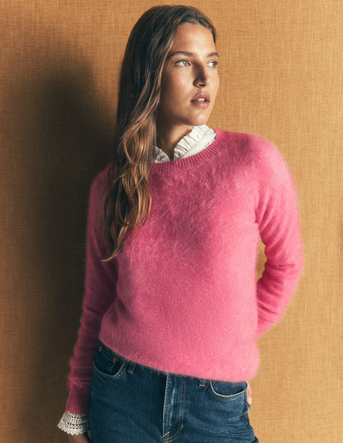 Kat Brushed Cashmere Jumper-Rose Pink - Image 5