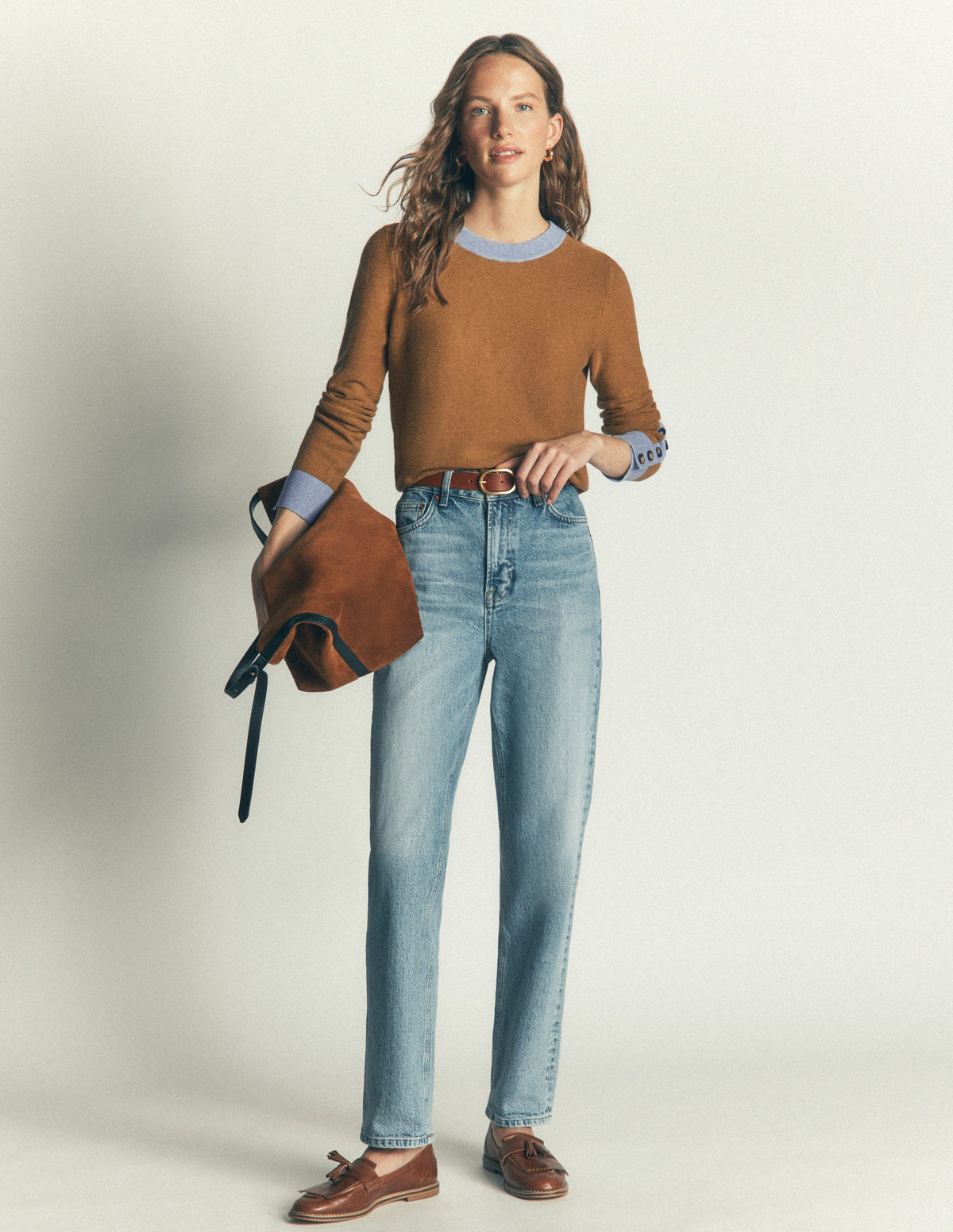 Grace Colour Block Jumper-Camel, Blue-4