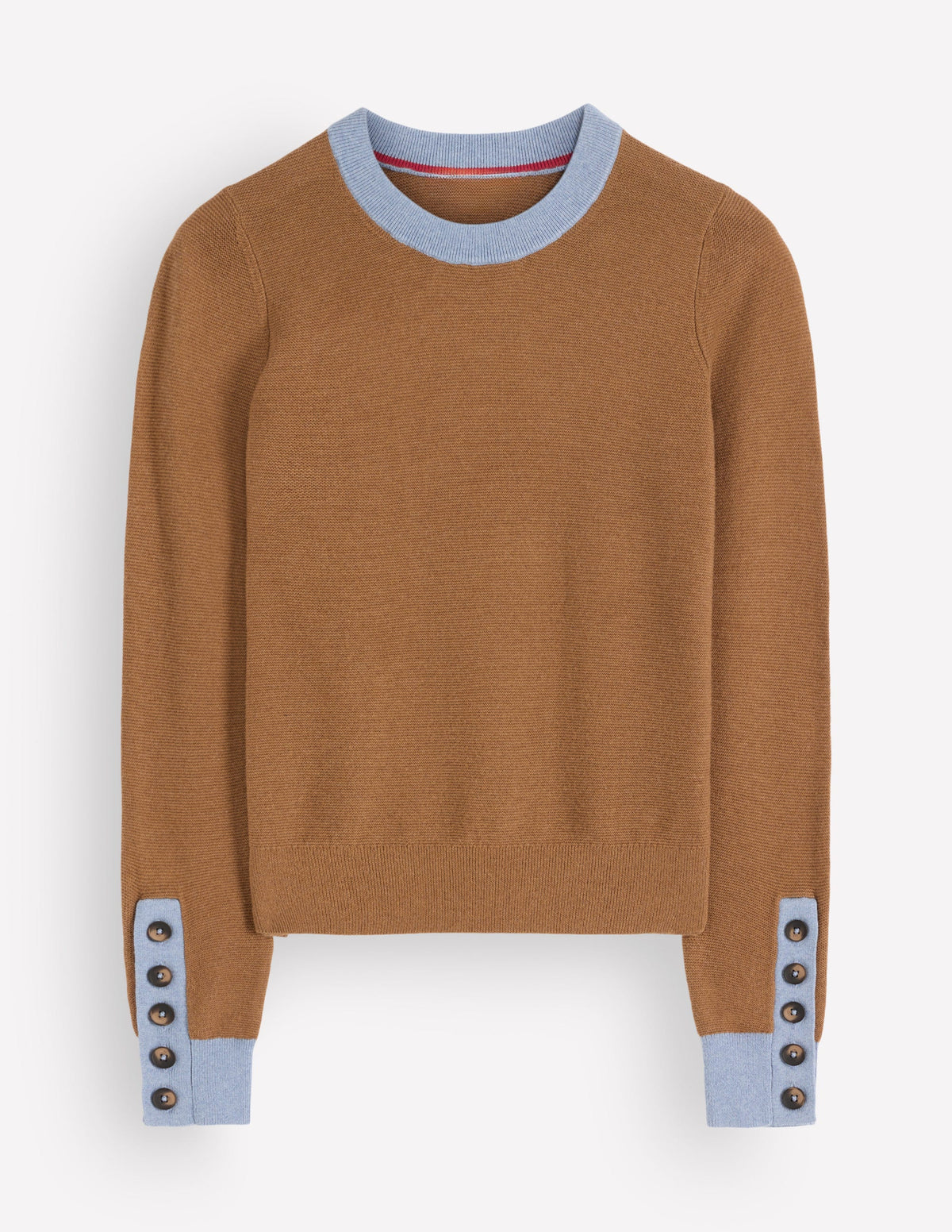 Grace Colour Block Jumper-Camel, Blue - Image 5