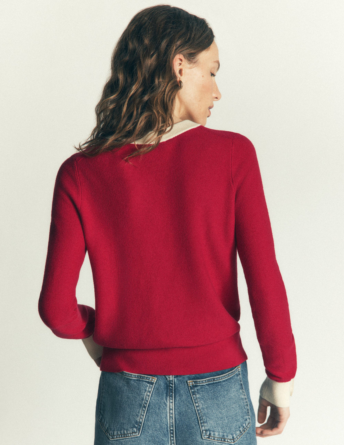 Grace Colour Block Jumper-Poppy Red, Ivory-3