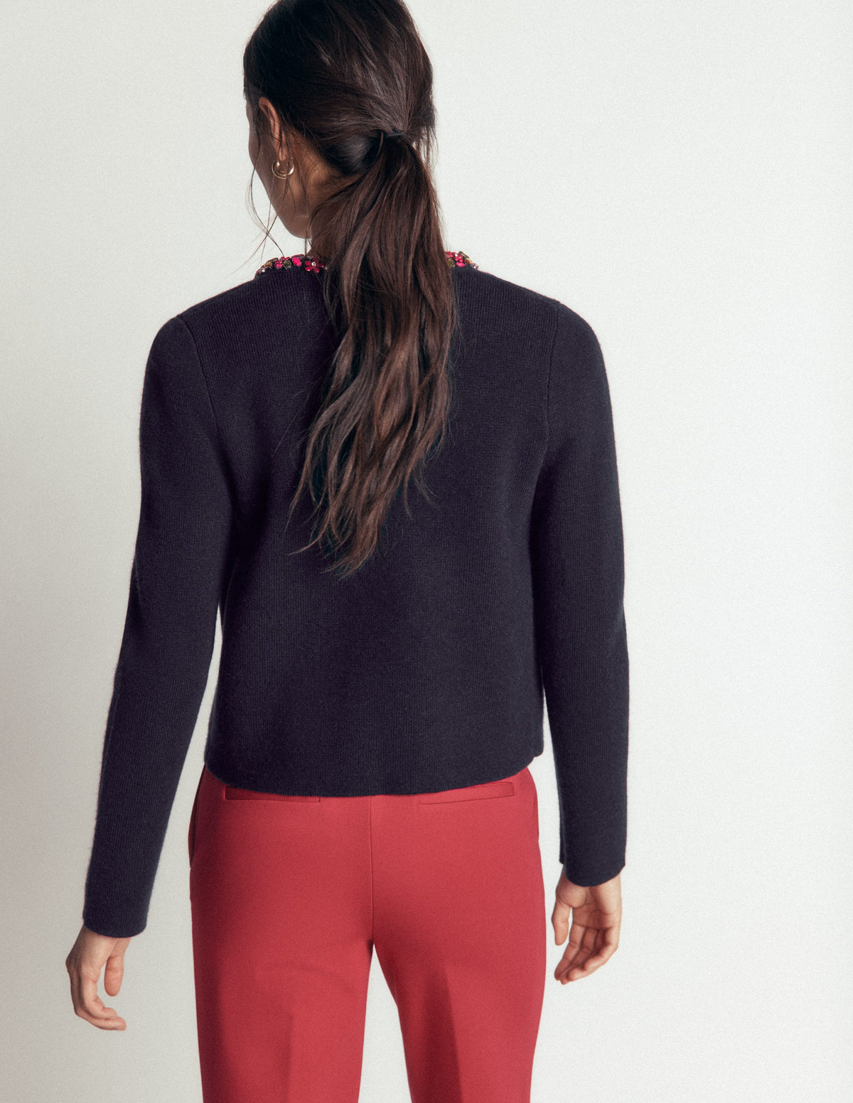 Embellished Knit Cardigan-Navy-4