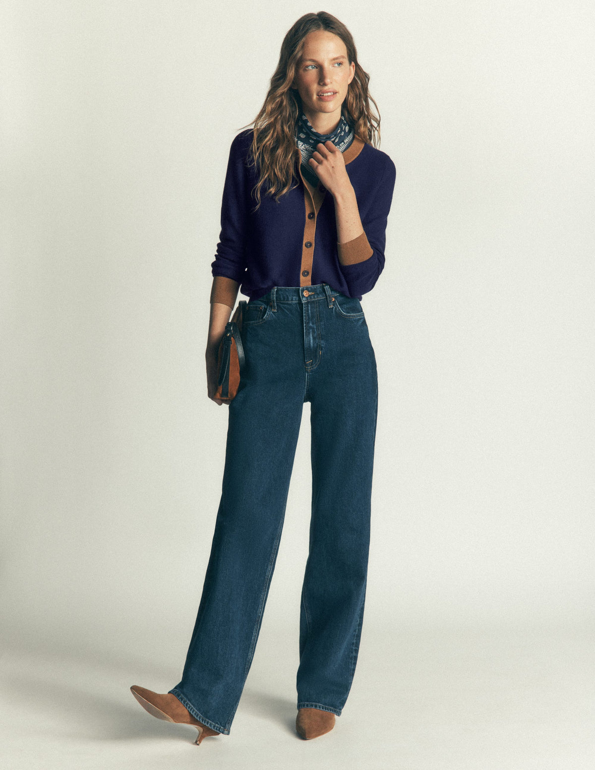 Grace Colour Block Cardigan-Navy, Camel-4