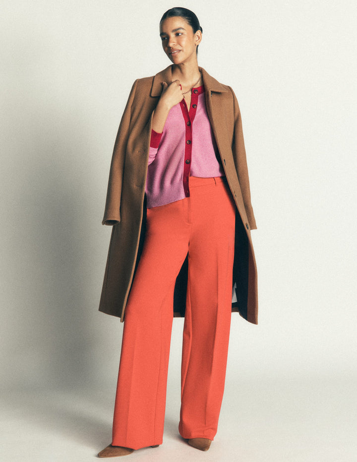 Grace Colour Block Cardigan-Peony Pink, Red
