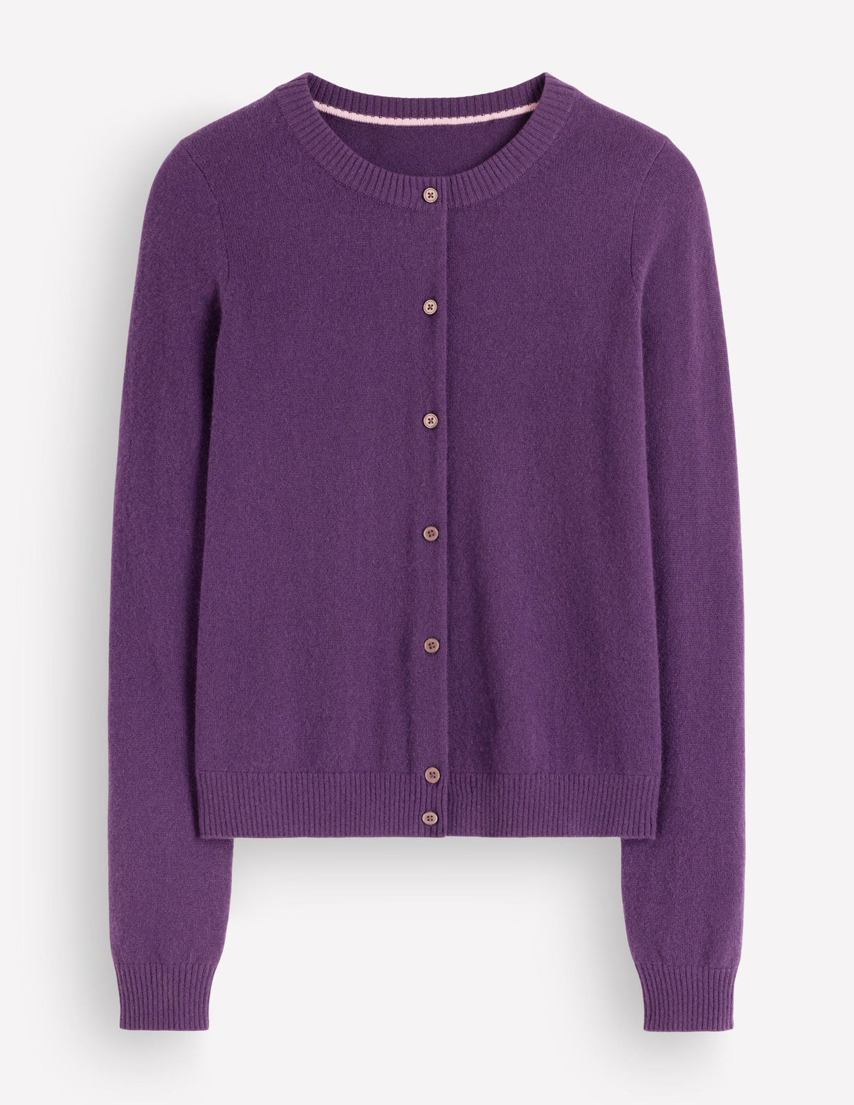 Elsie Cashmere Crew Cardigan-Deep Grape - Image 5