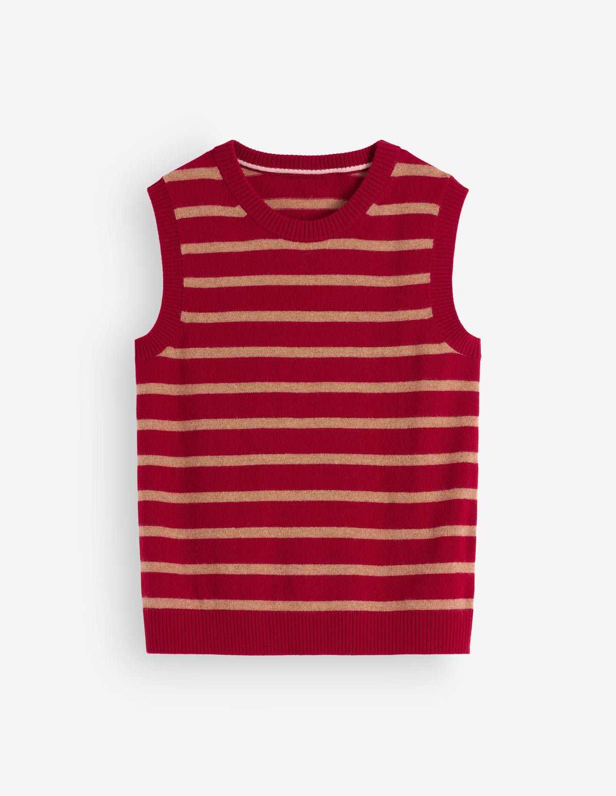 Elsie Cashmere Tank-Poppy Red, Camel Stripe-6
