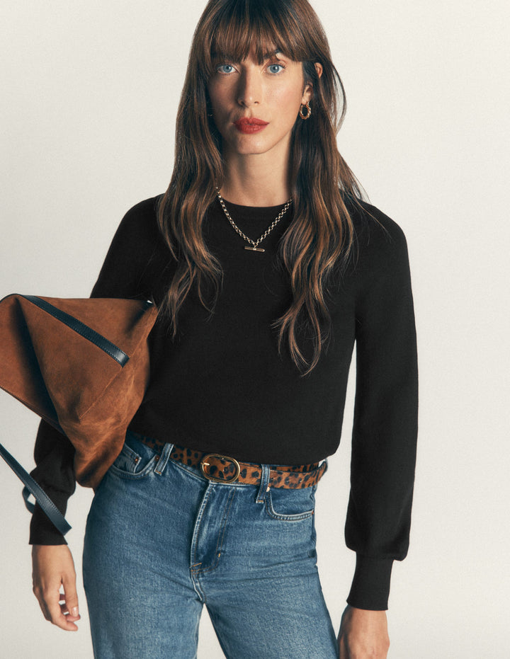 Camilla Cotton Crew Jumper-Black
