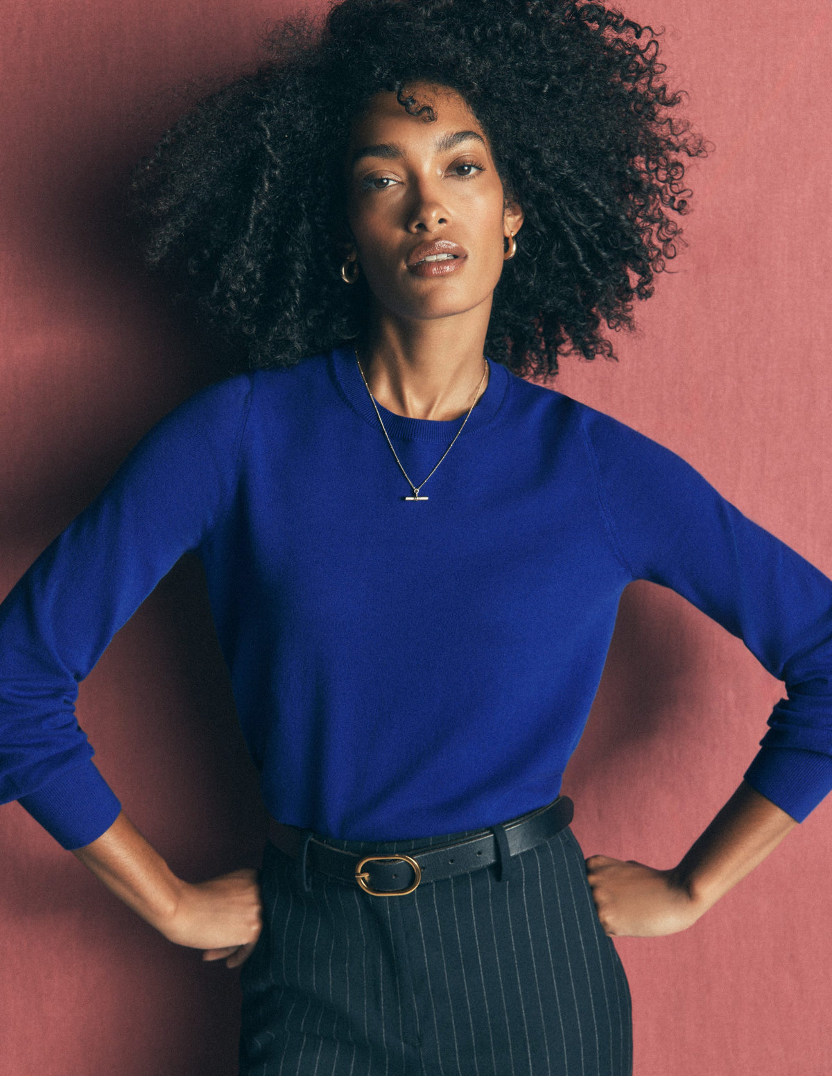 Camilla Cotton Crew Jumper-Bright Blue - Image 1