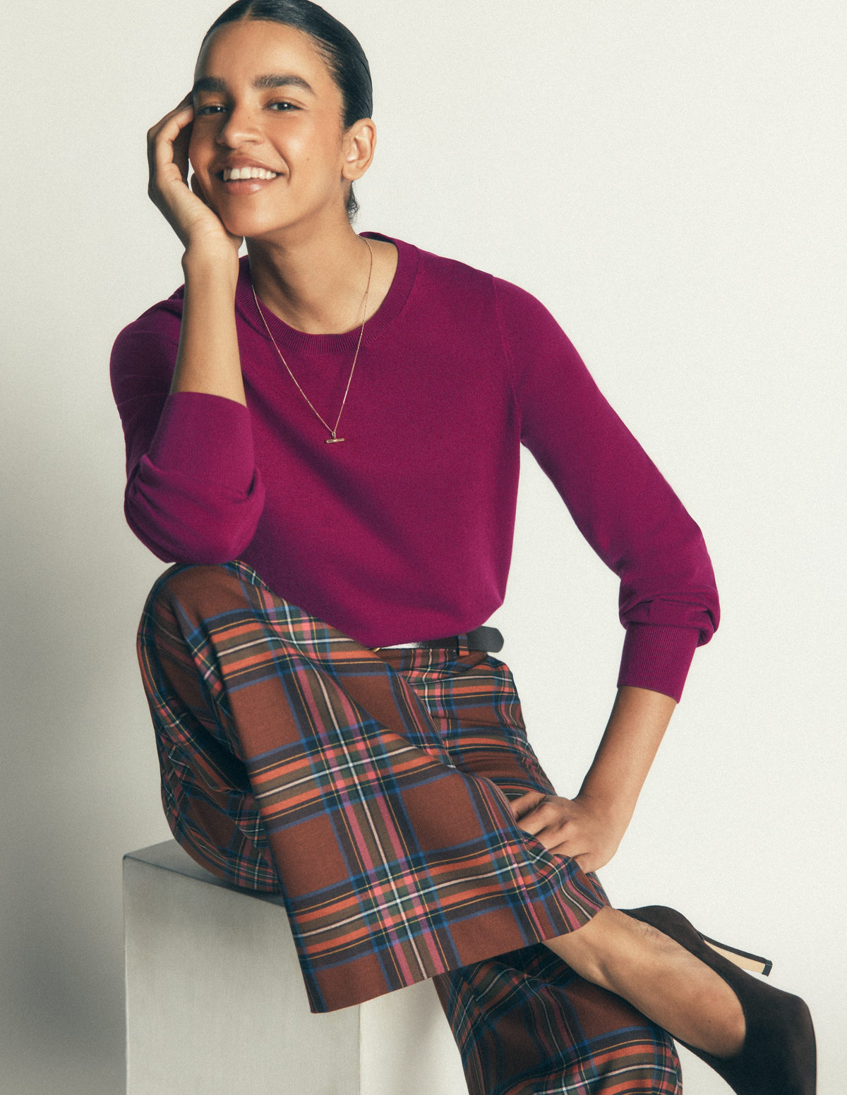 Camilla Cotton Crew Jumper-Potion purple - Image 1
