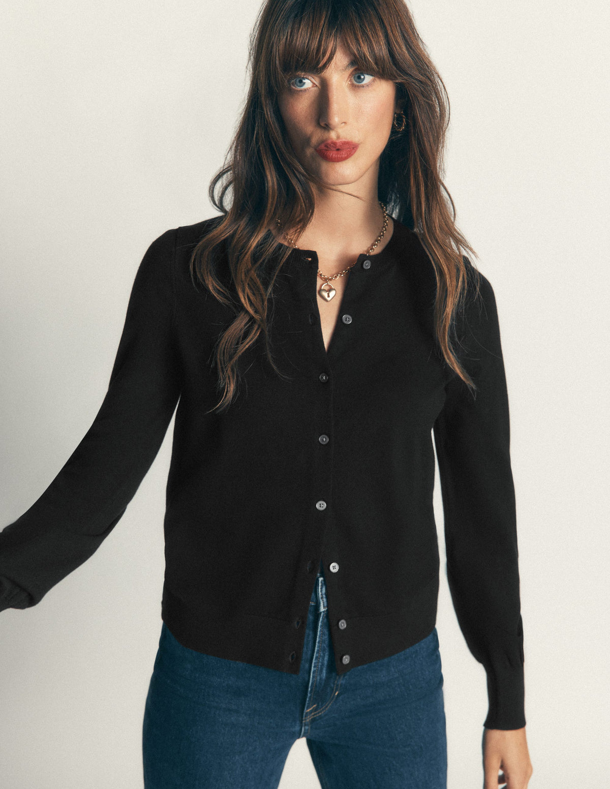 Camilla Cotton Crew Cardigan-Black - Image 1