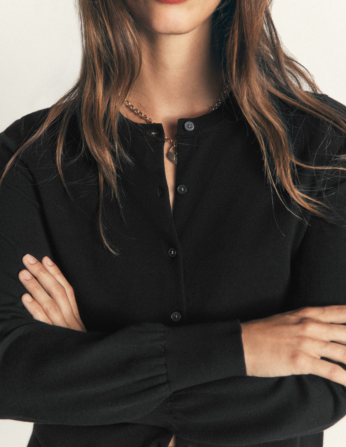 Camilla Cotton Crew Cardigan-Black-2