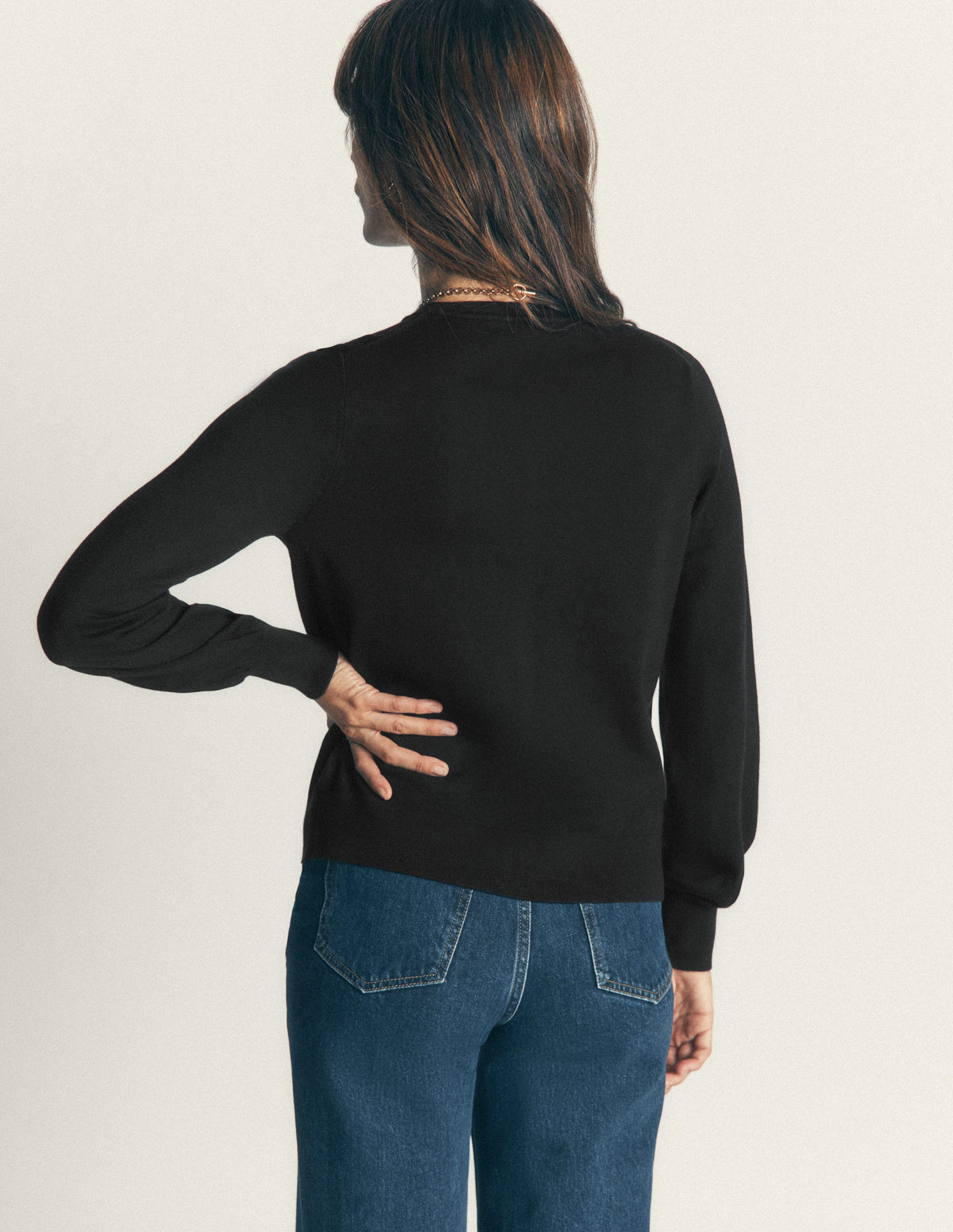 Camilla Cotton Crew Cardigan-Black-3