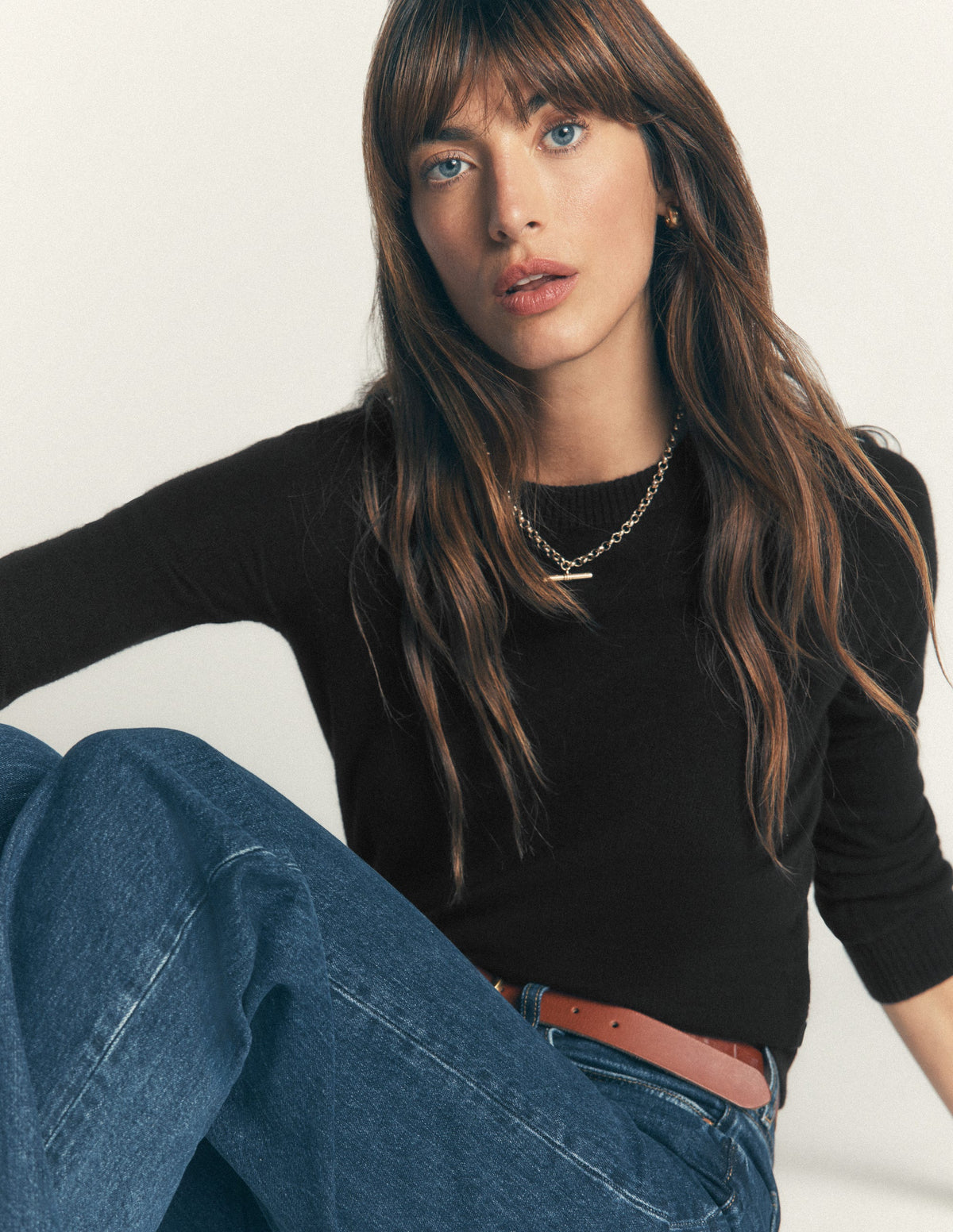Elsie Cashmere Crew Jumper-Black - Image 1