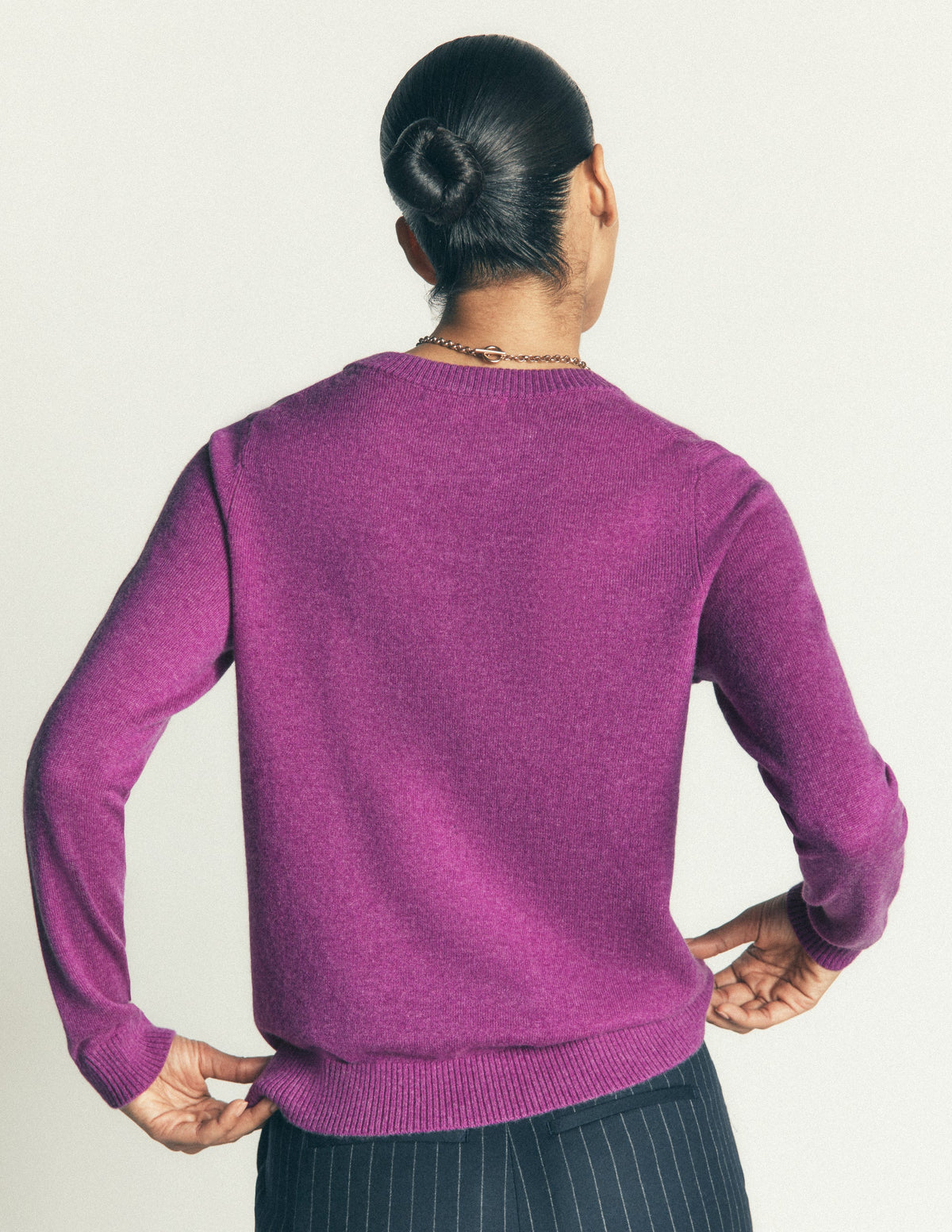 Elsie Cashmere Crew Jumper-Regal Purple - Image 3