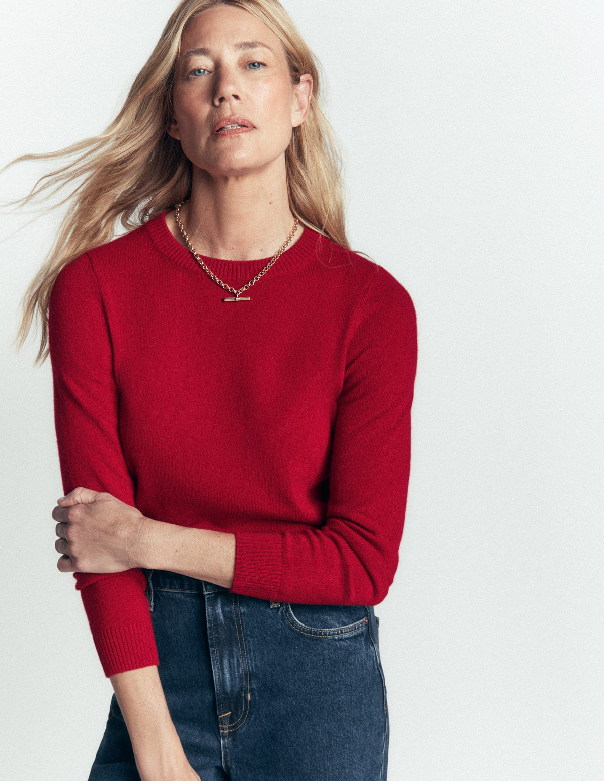 Elsie Cashmere Crew Jumper-Poppy Red-2