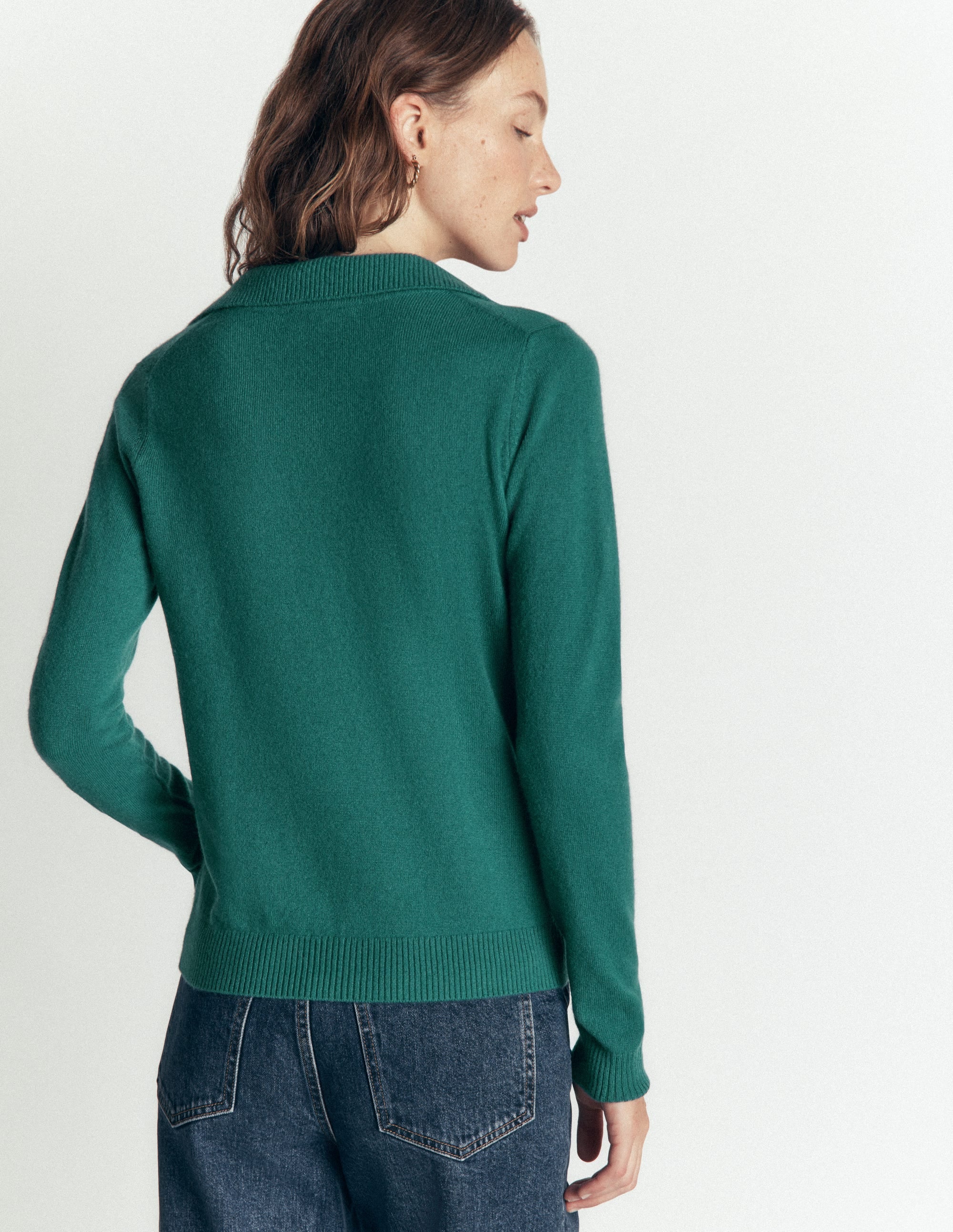 Elsie Cashmere Henley Jumper-Deep Sea Depths - Image 3