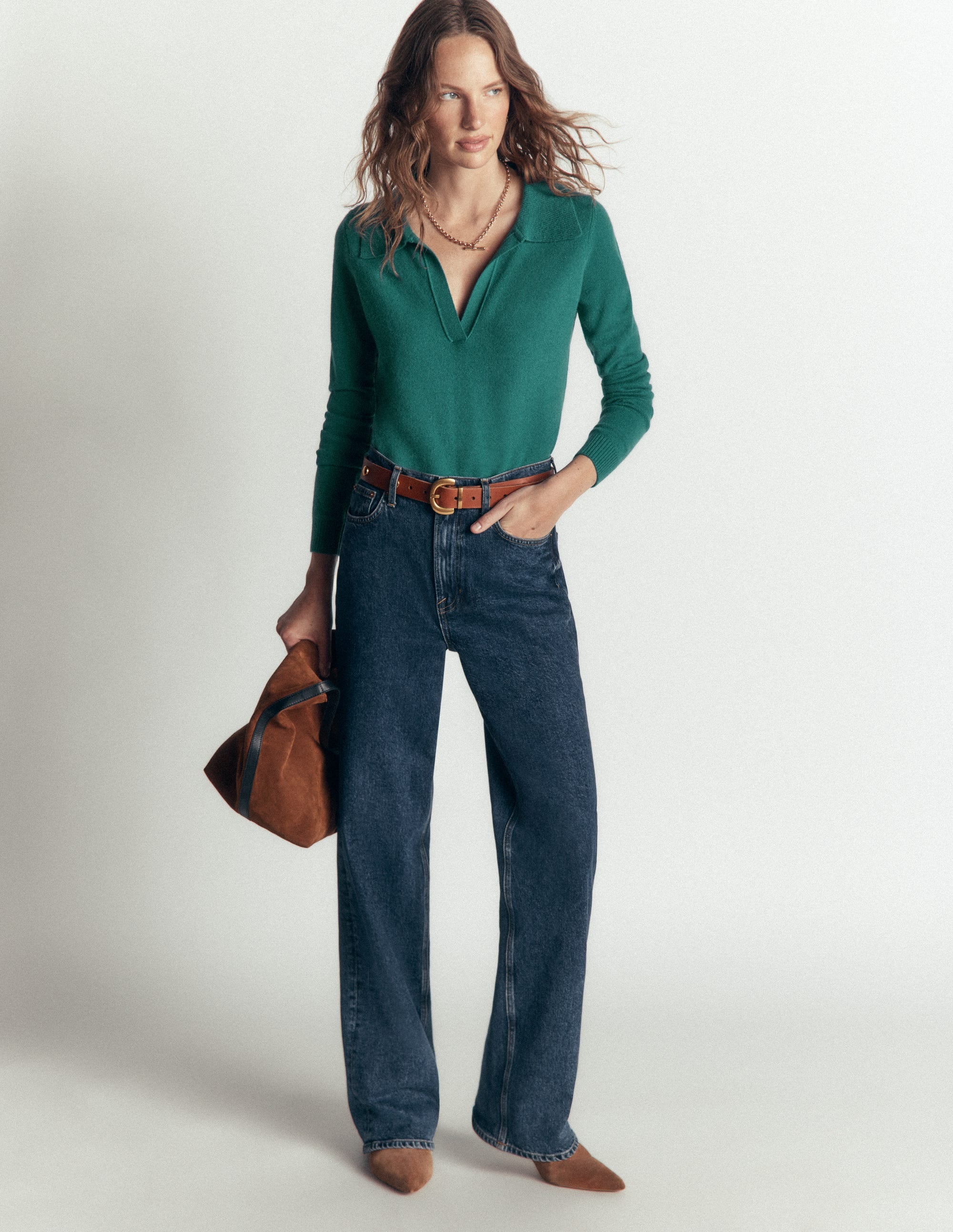 Elsie Cashmere Henley Jumper-Deep Sea Depths - Image 4