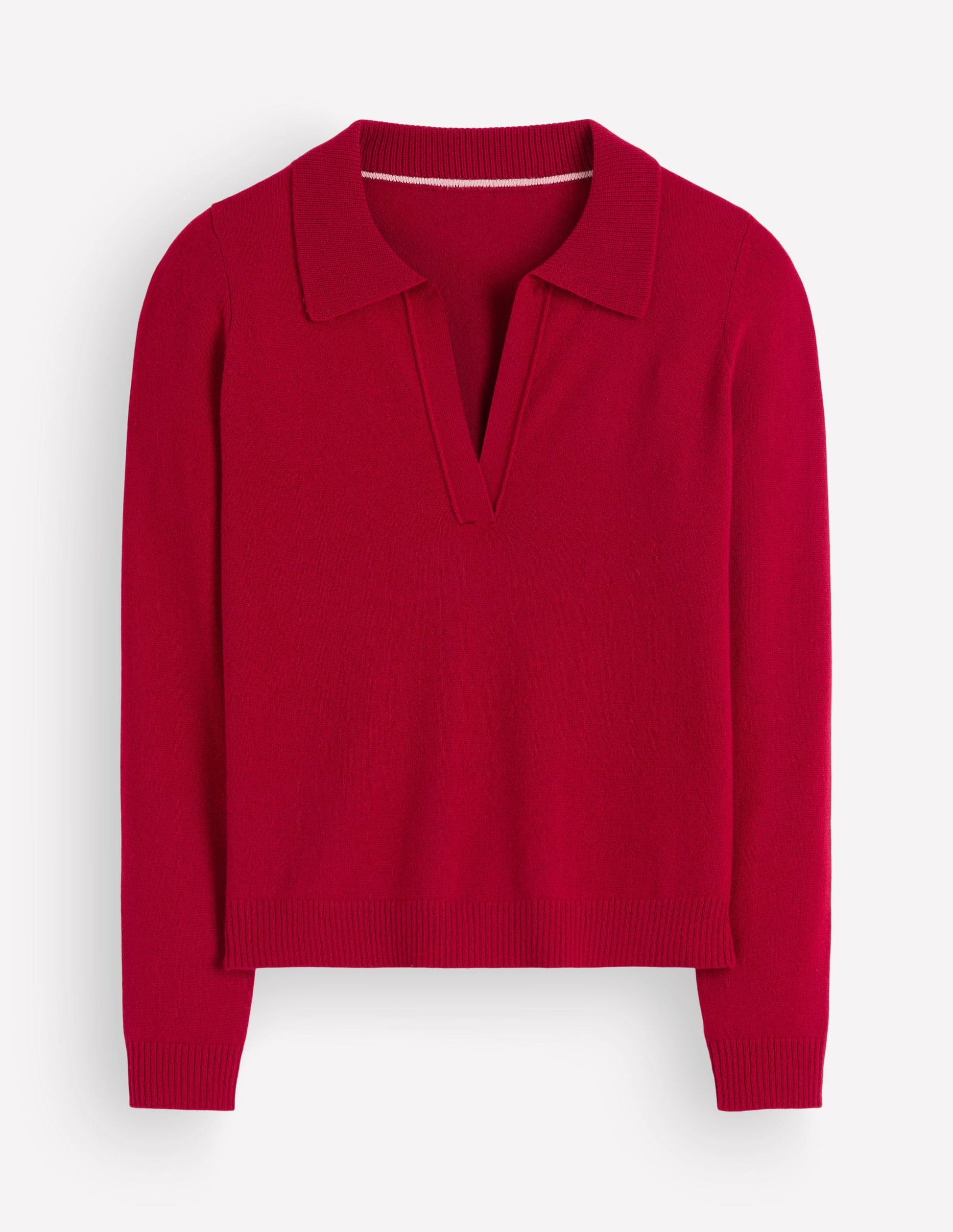 Elsie Cashmere Henley Jumper-Crimson Red-6