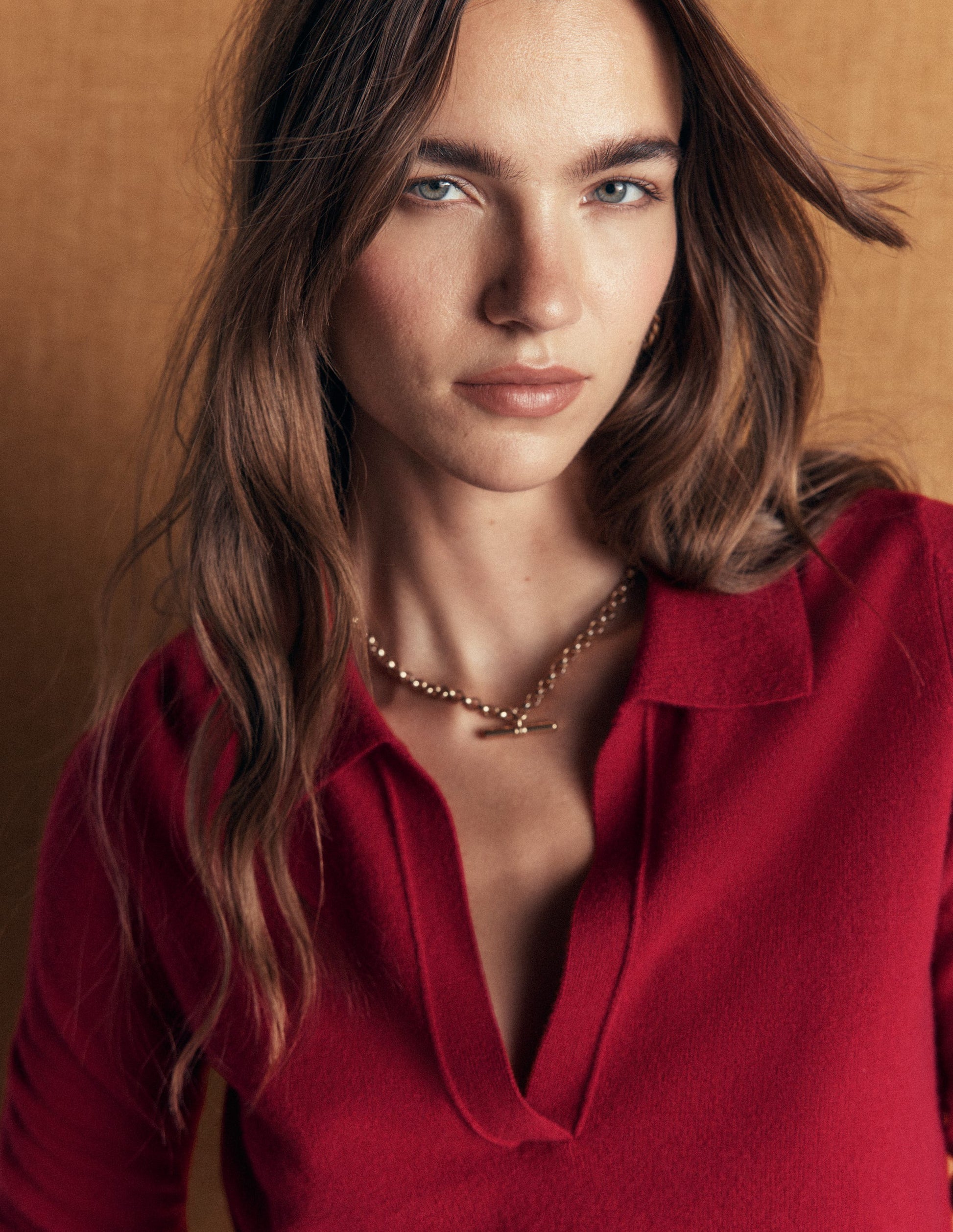 Elsie Cashmere Henley Jumper-Crimson Red-2