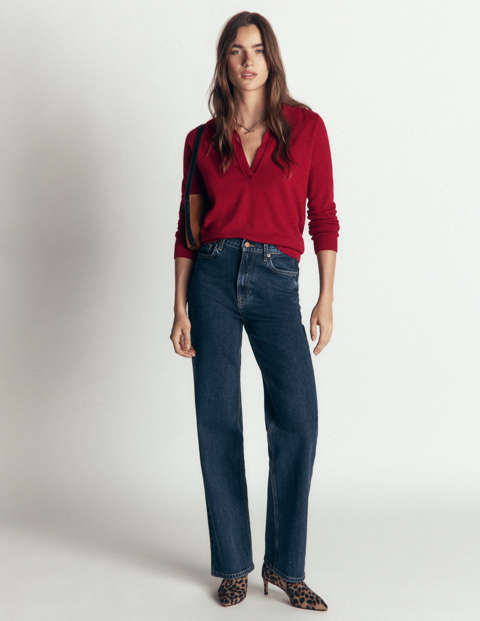 Elsie Cashmere Henley Jumper-Crimson Red-4