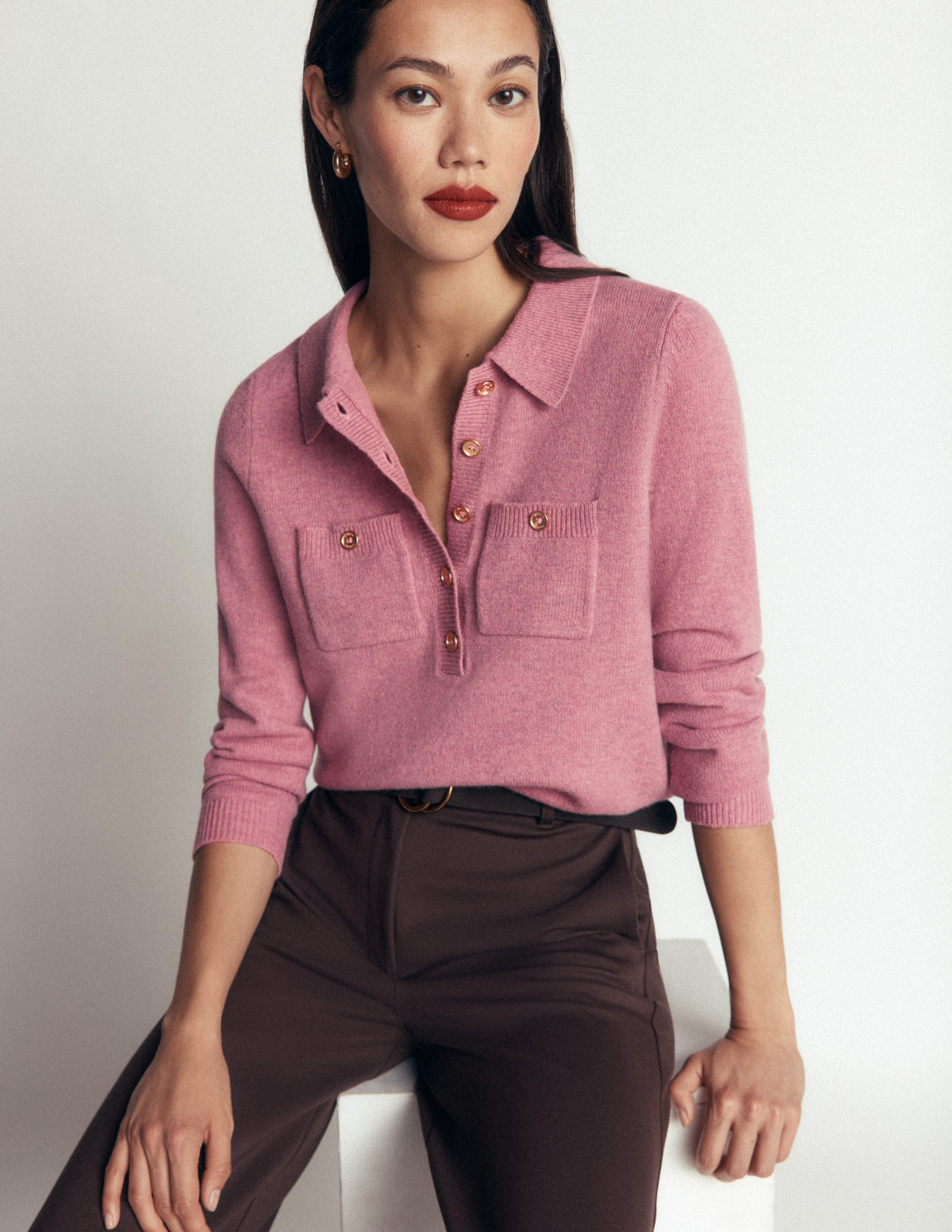 Marianne Merino Wool Jumper-Pink Heather-1