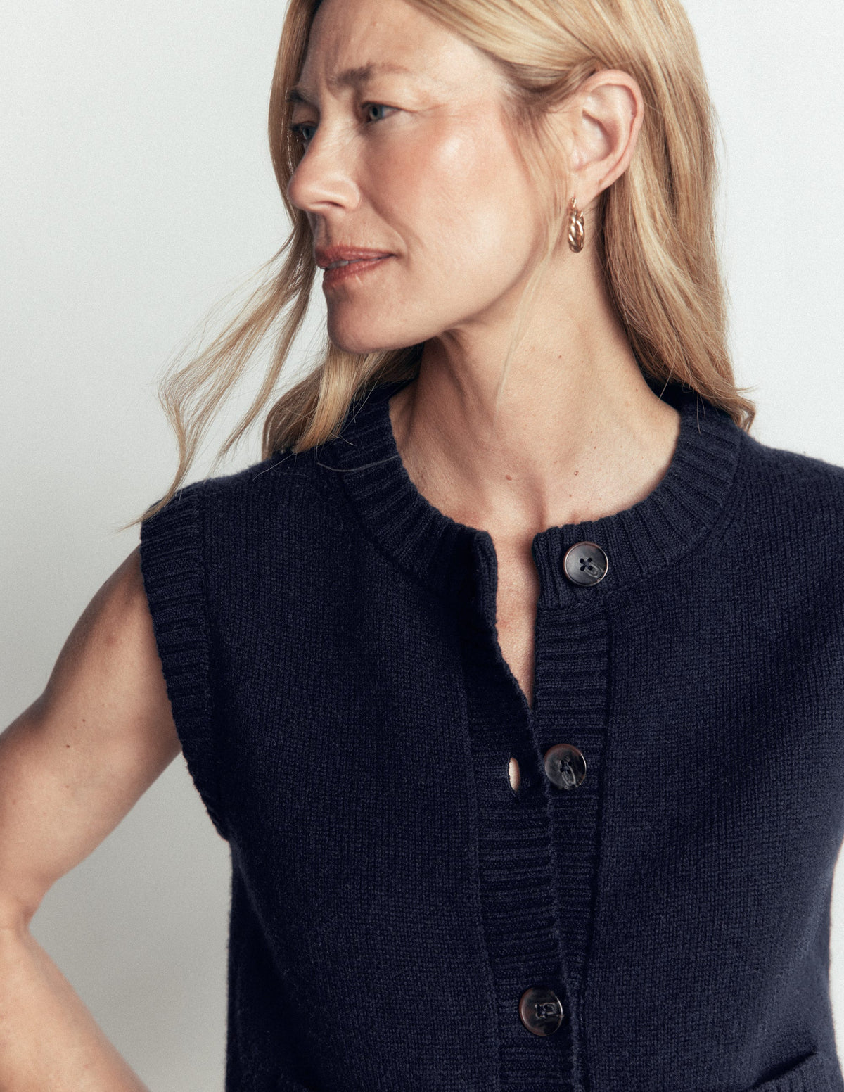 Marta Merino Wool Waistcoat-Navy-4