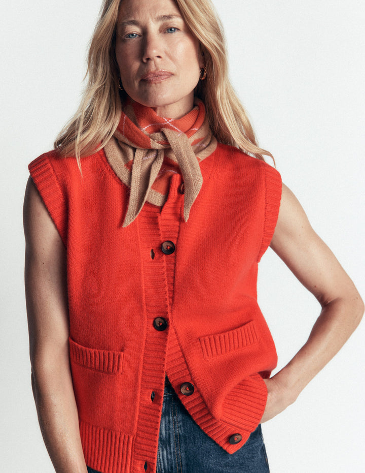 Marta Merino Wool Waistcoat-Sunset Orange