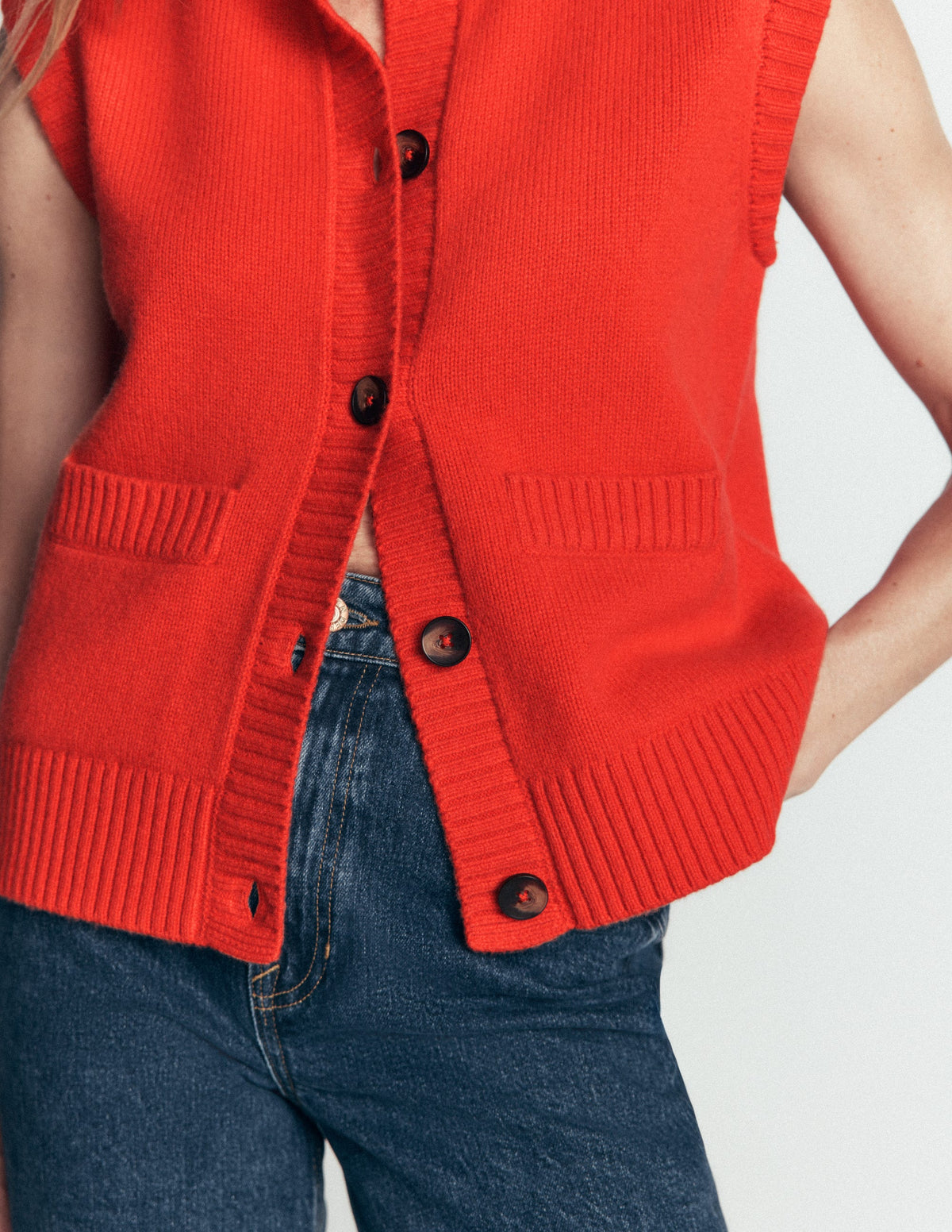 Marta Merino Wool Waistcoat-Sunset Orange-2
