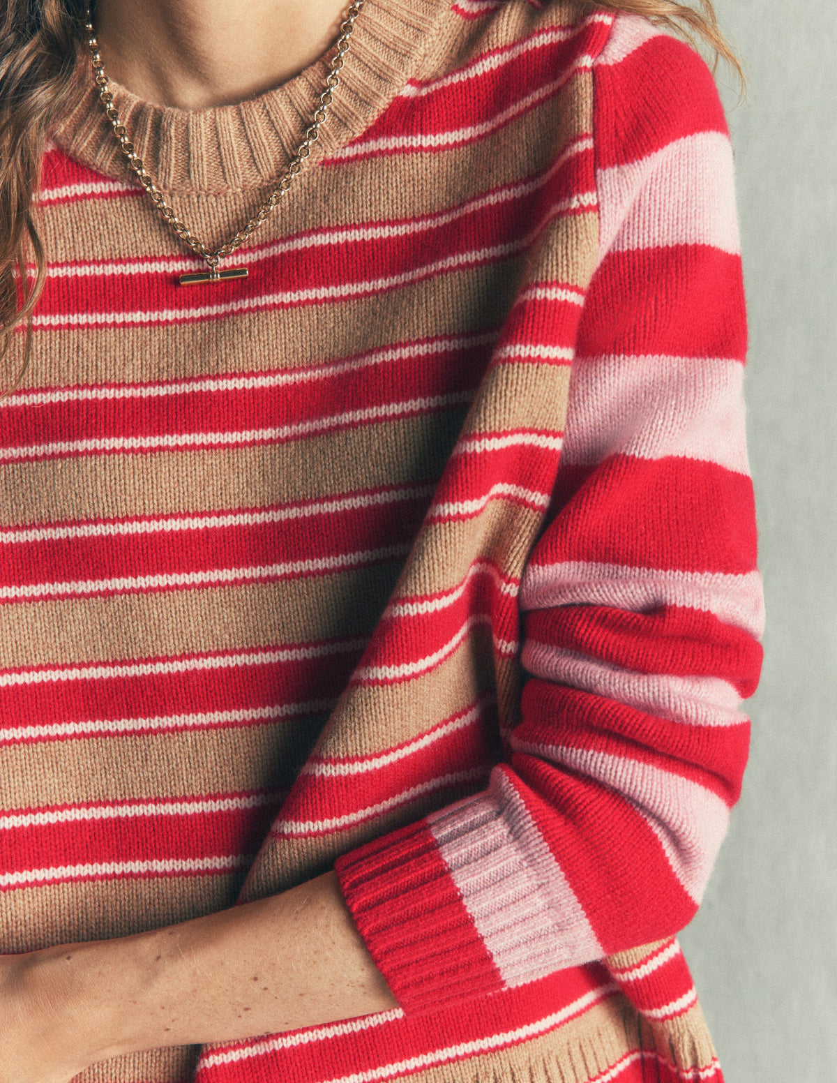 Marta Merino Wool Crew Jumper-Hotch Stripe-2