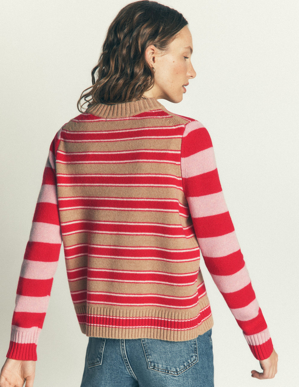 Marta Merino Wool Crew Jumper-Hotch Stripe-3