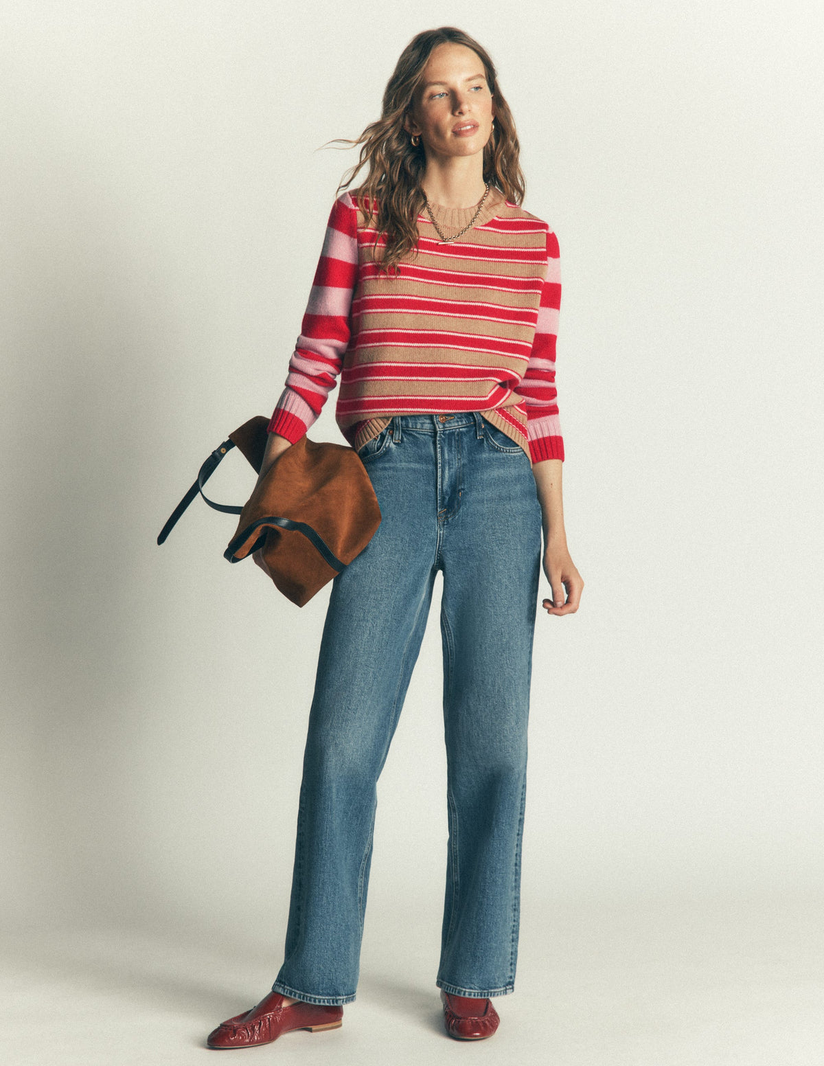 Marta Merino Wool Crew Jumper-Hotch Stripe-4