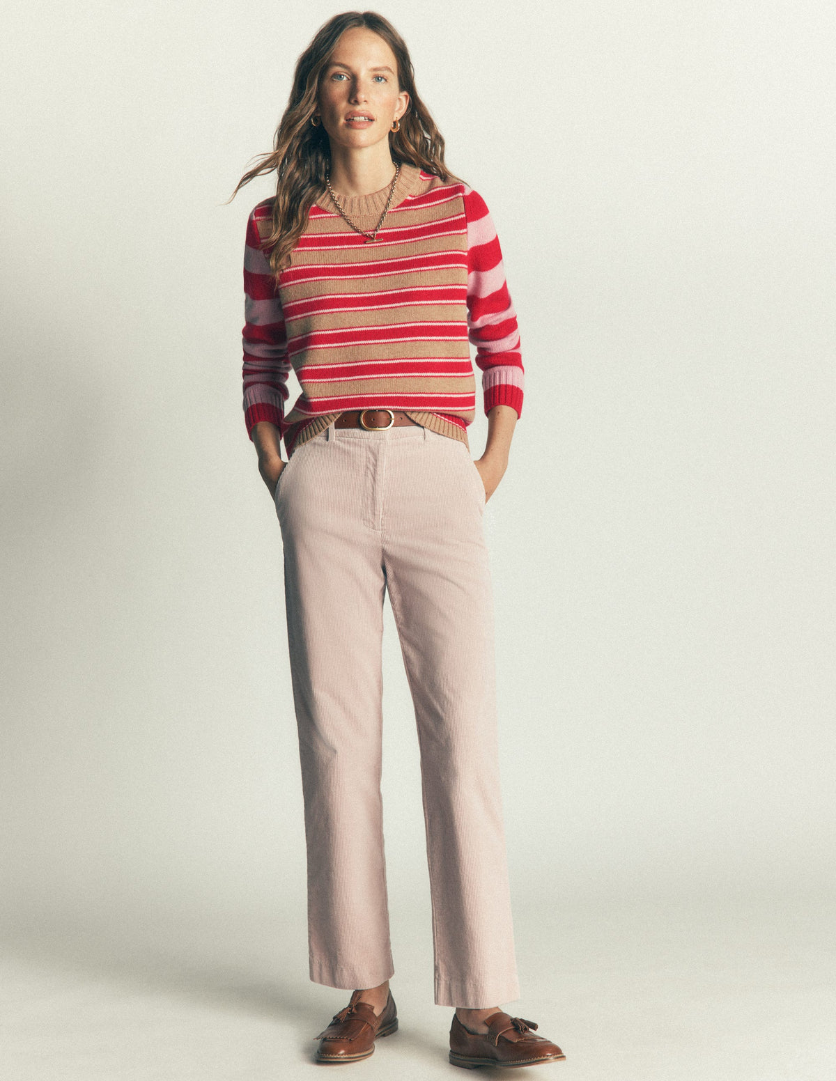 Marta Merino Wool Crew Jumper-Hotch Stripe-5