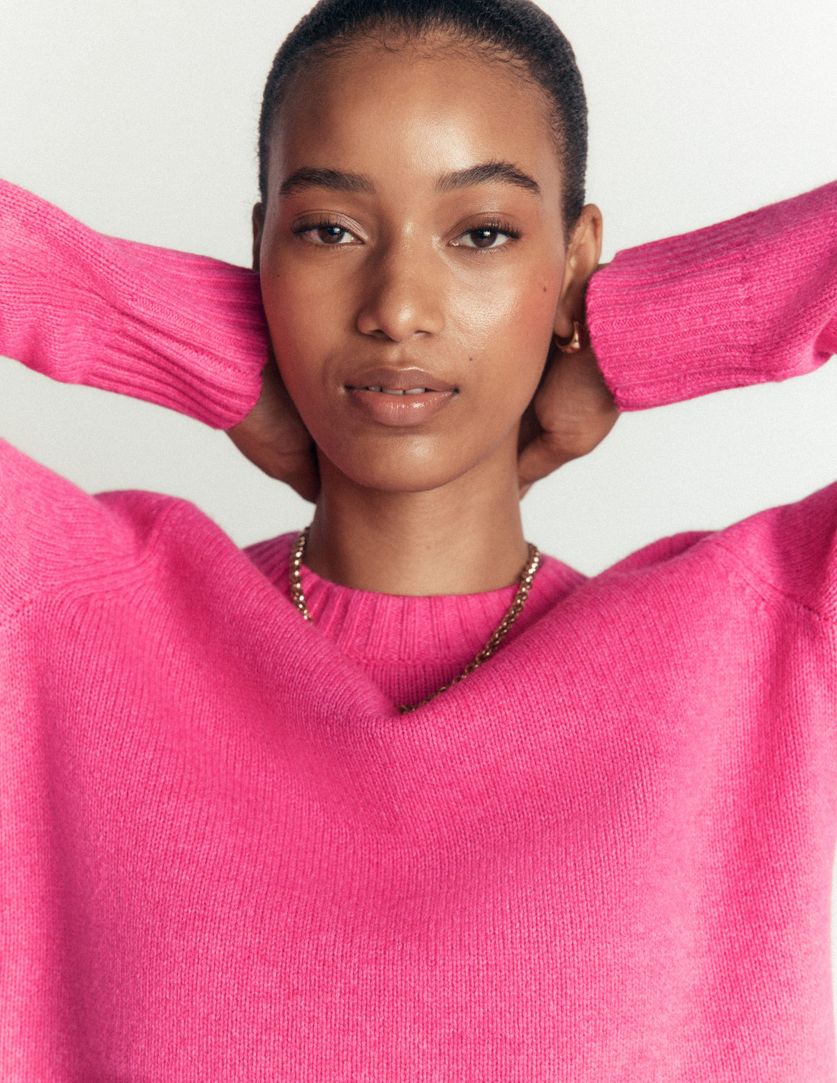 Marta Merino Wool Crew Jumper-Pink Power-3