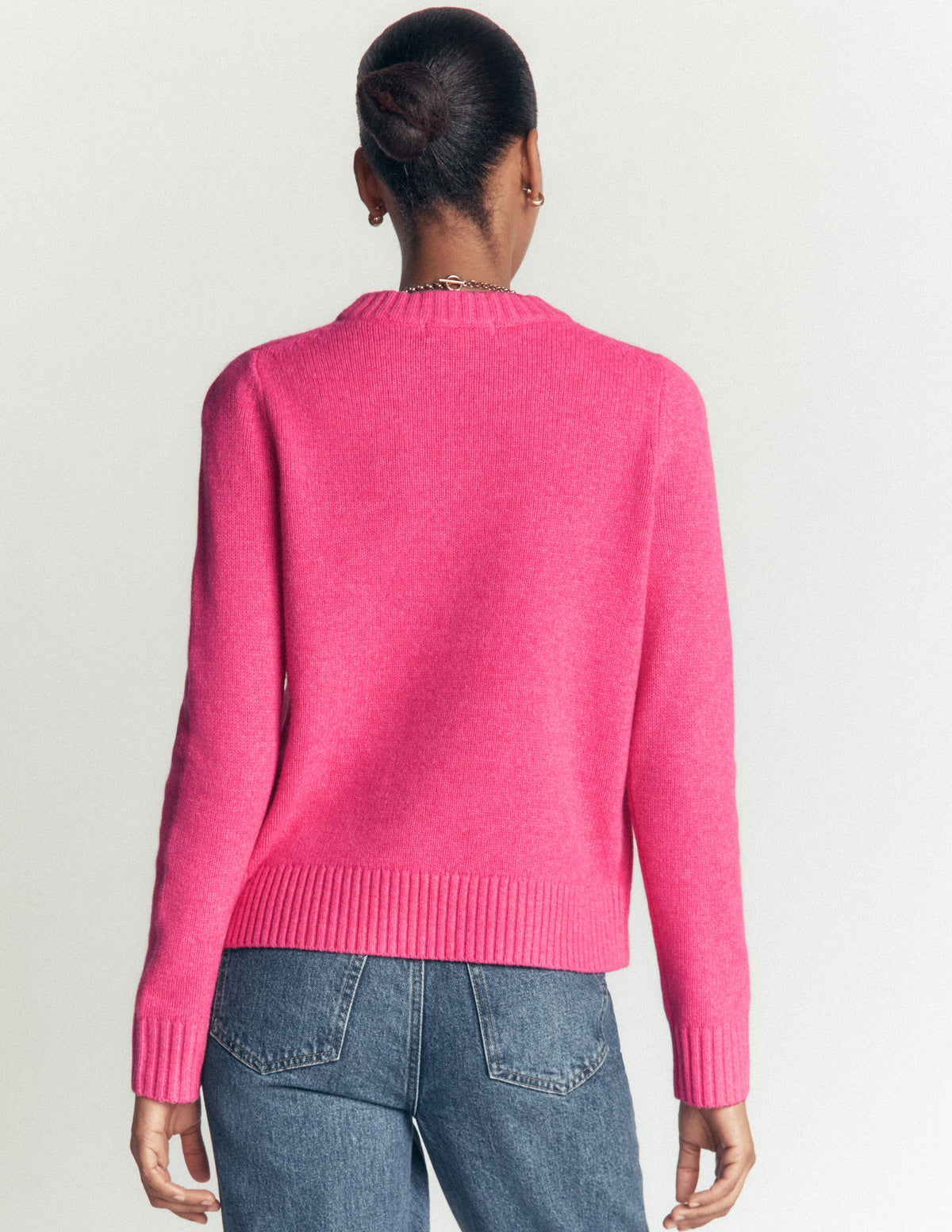 Marta Merino Wool Crew Jumper-Pink Power - Image 4