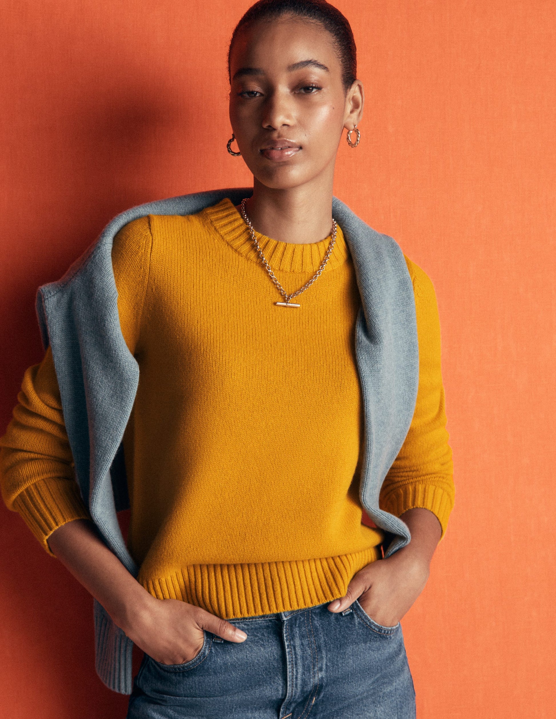 Marta Merino Wool Crew Jumper-Honey Yellow-1