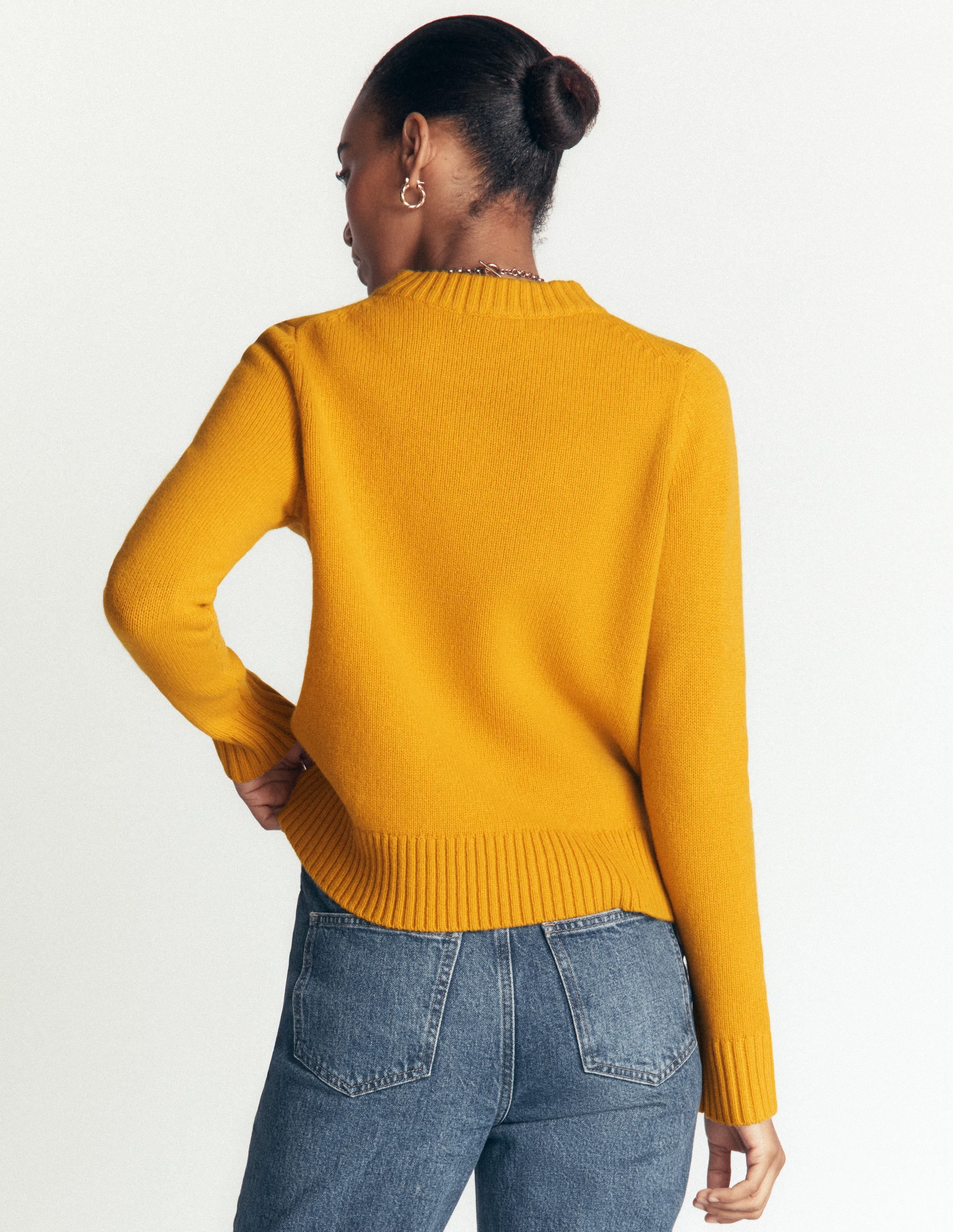 Marta Merino Wool Crew Jumper-Honey Yellow - Image 4